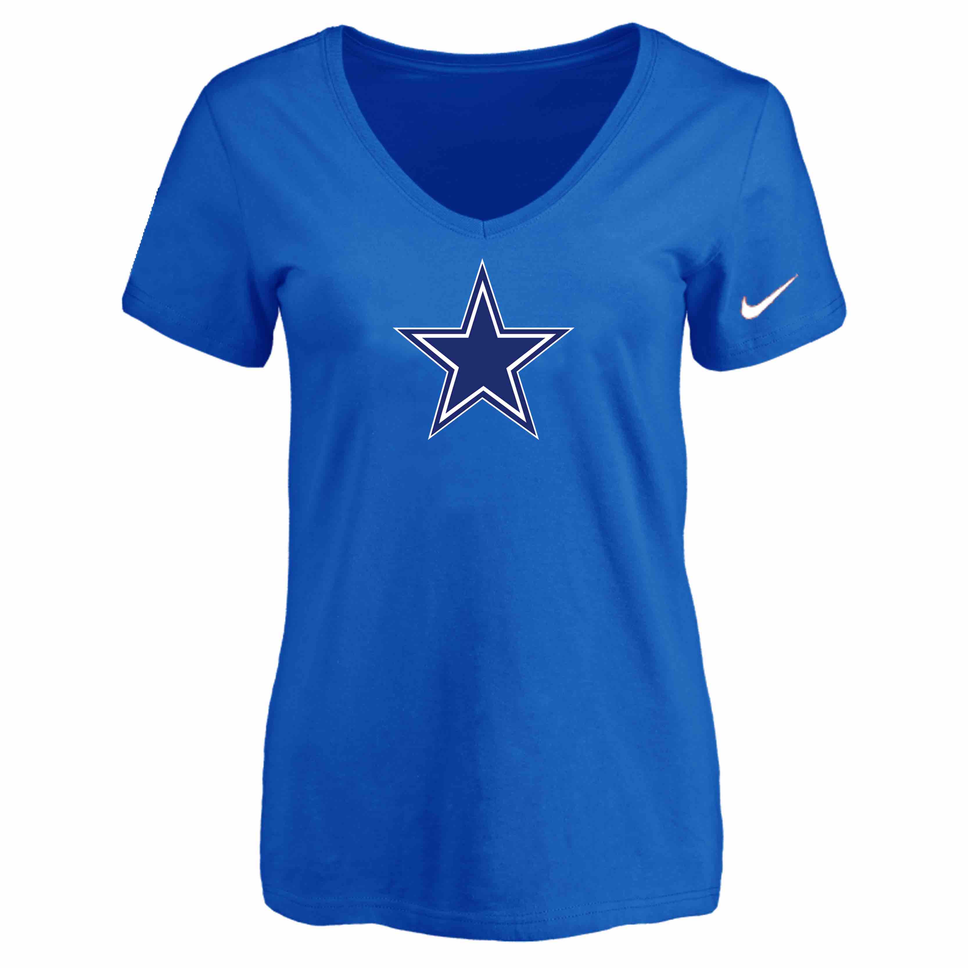 Dallas Cowboys Blue Womens Logo V-neck T-Shirt