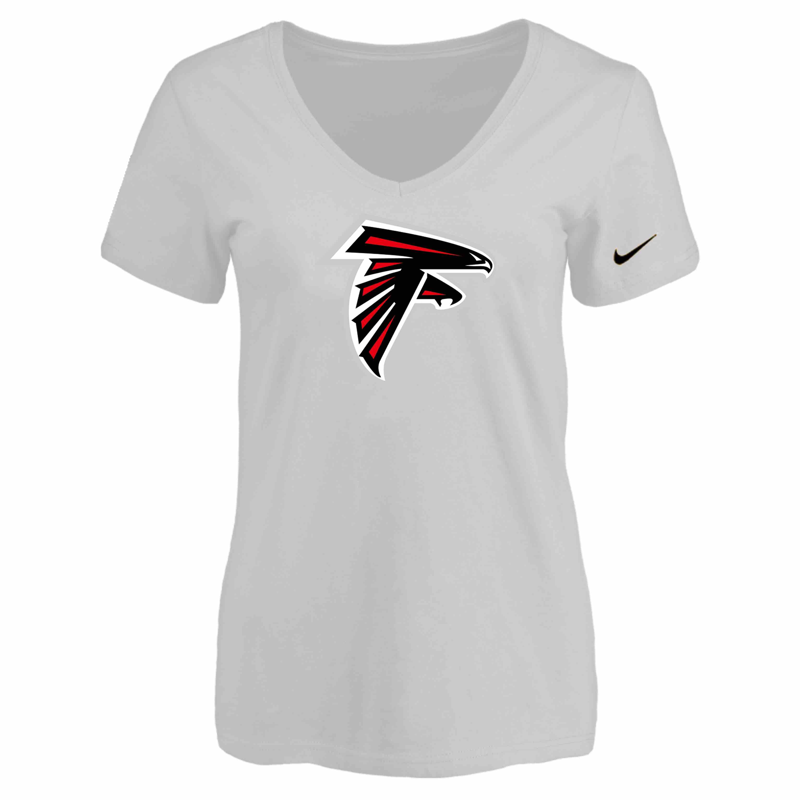 Atlanta Falcons White Womens Logo V-neck T-Shirt
