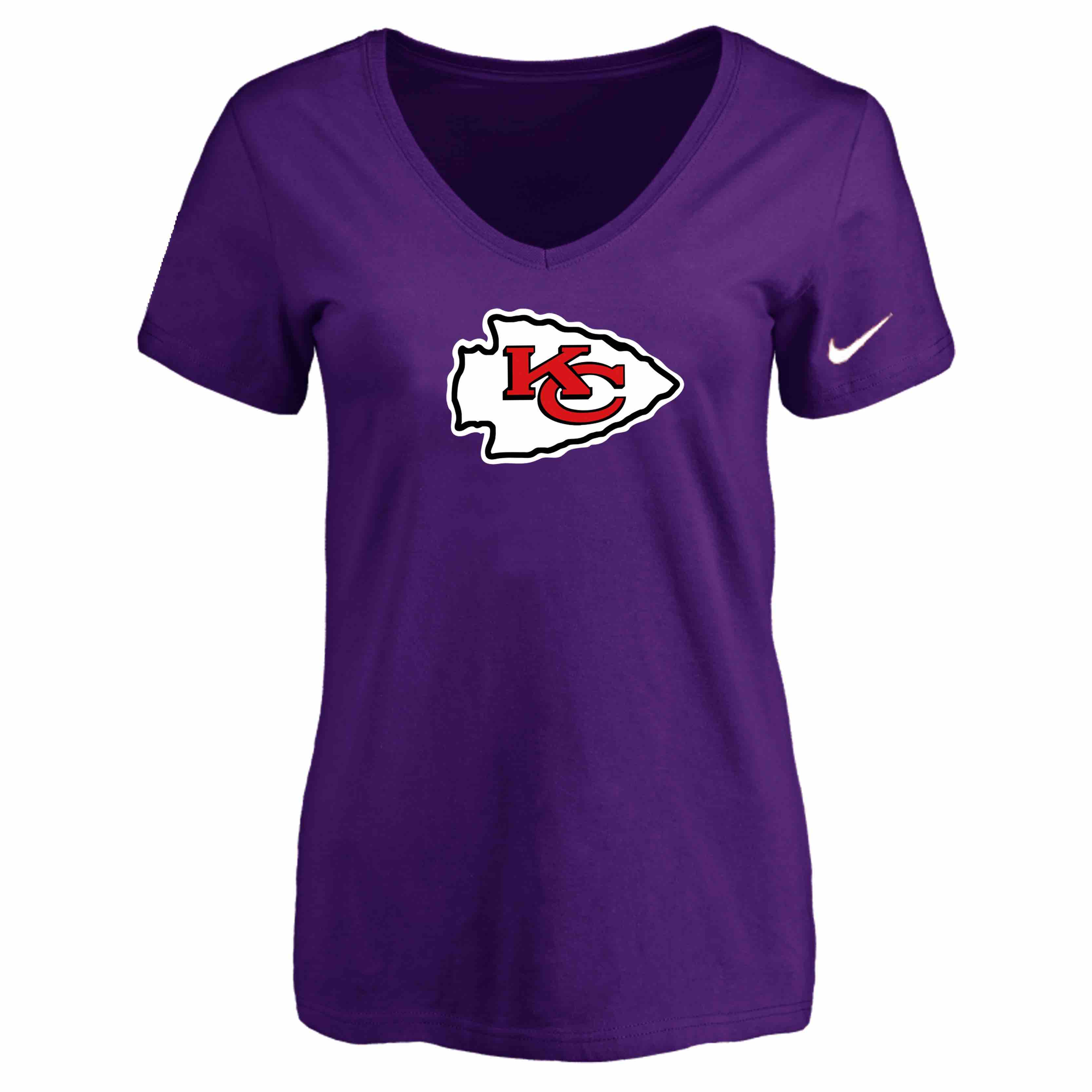 Kansas City Chief Purple Womens Logo V-neck T-Shirt
