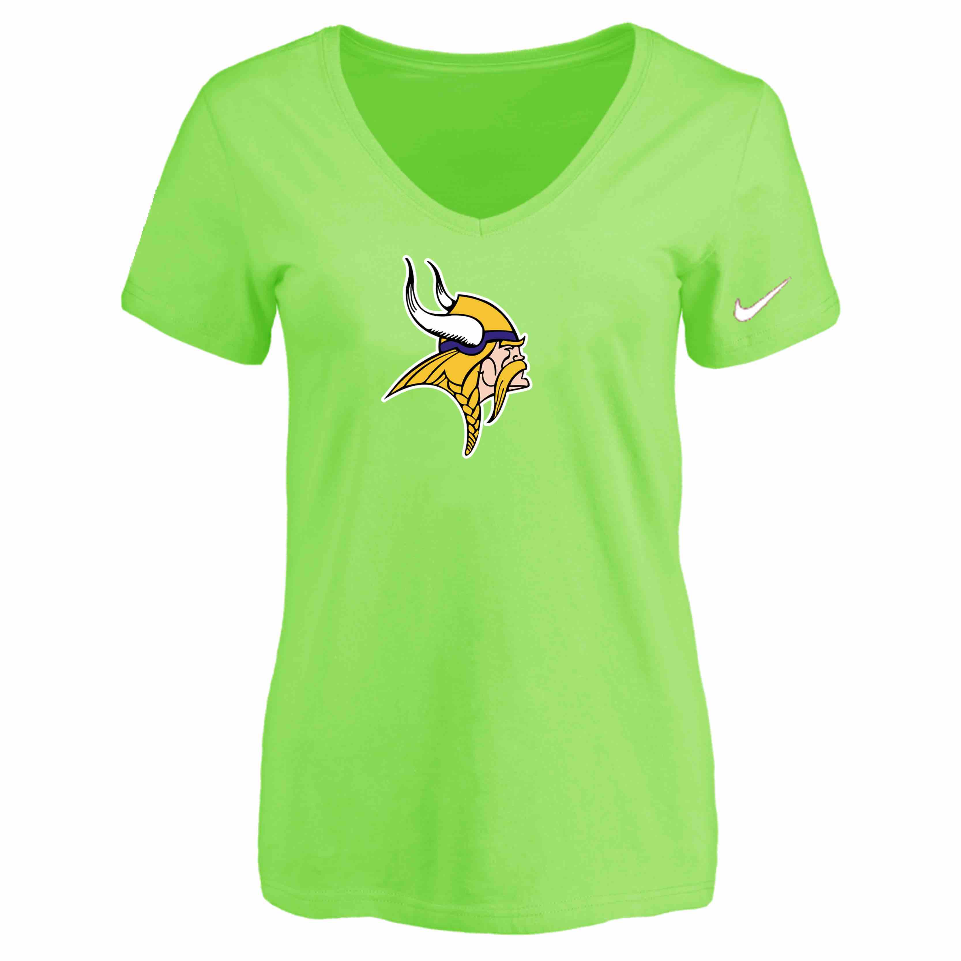 Minnesota Vikings L.Green Womens Logo V-neck T-Shirt
