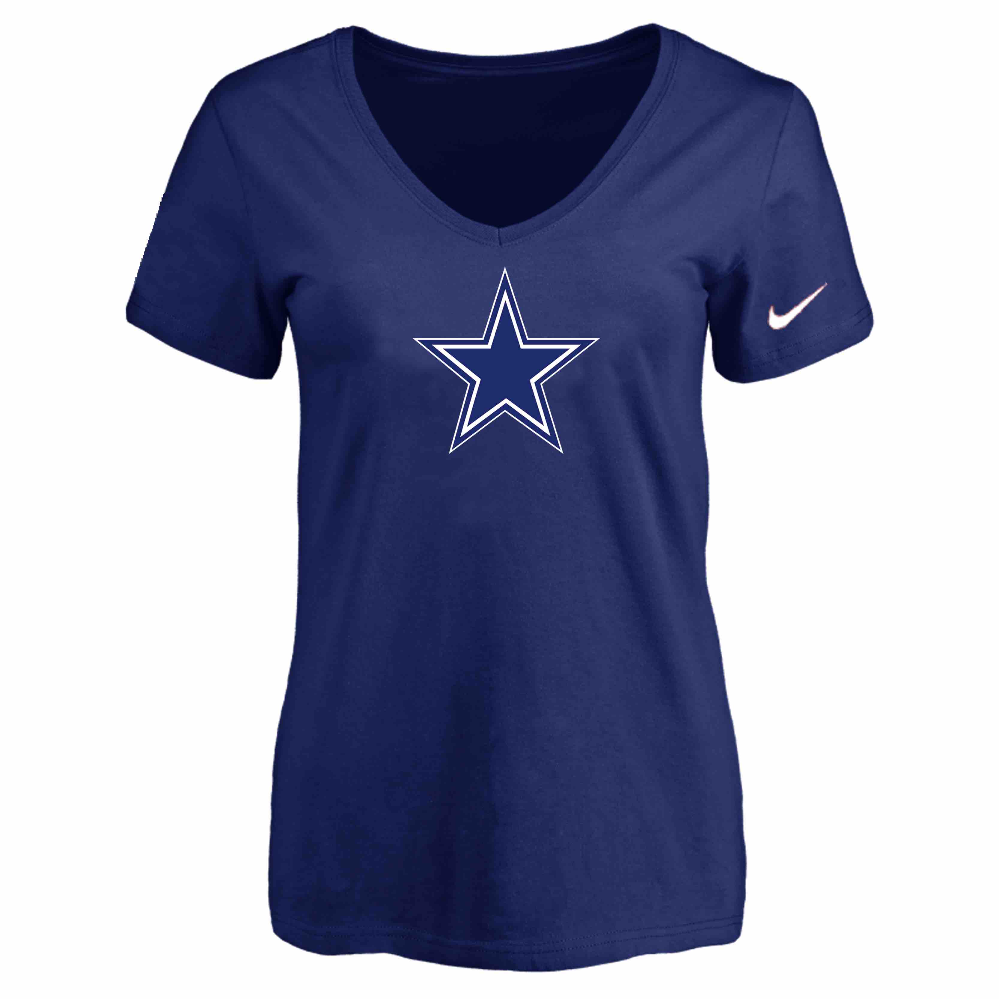 Dallas Cowboys D.Blue Womens Logo V-neck T-Shirt