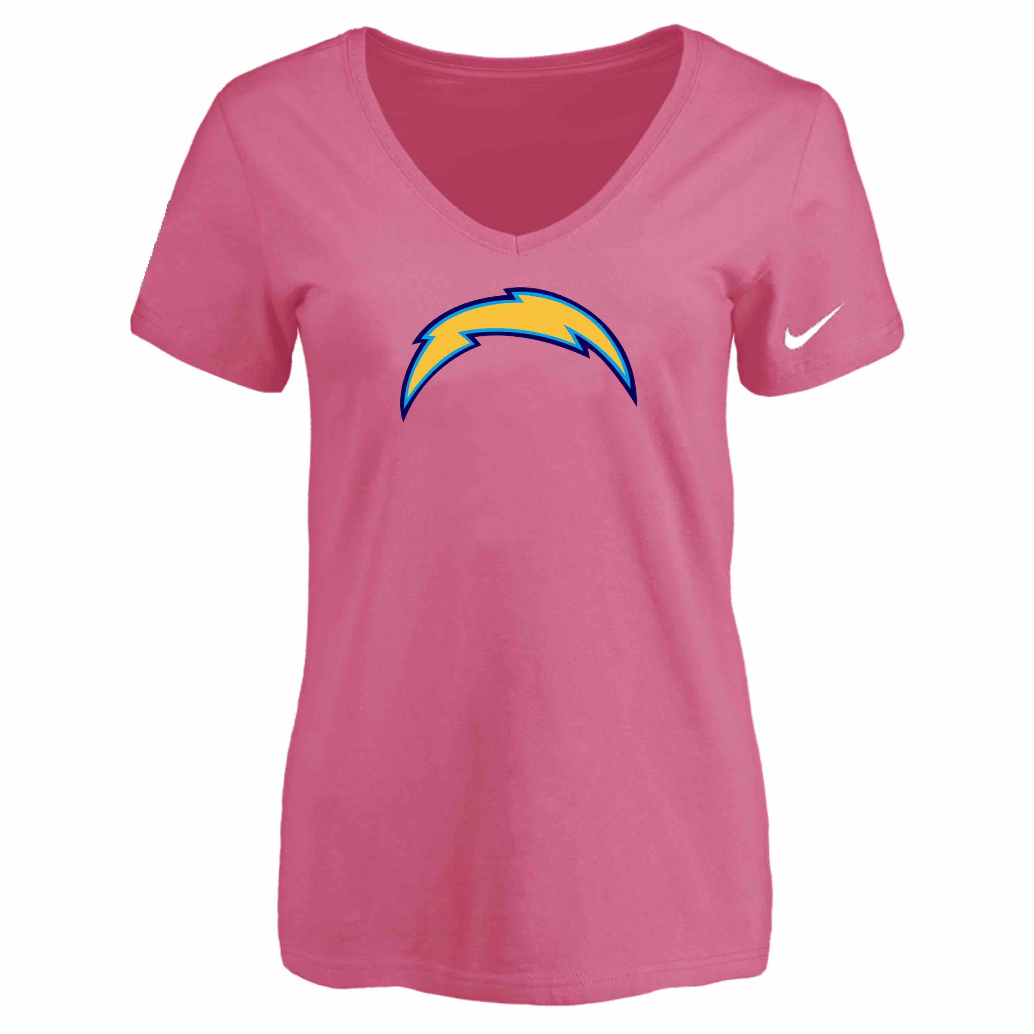 San Diego Chargers Pink Womens Logo V-neck T-Shirt