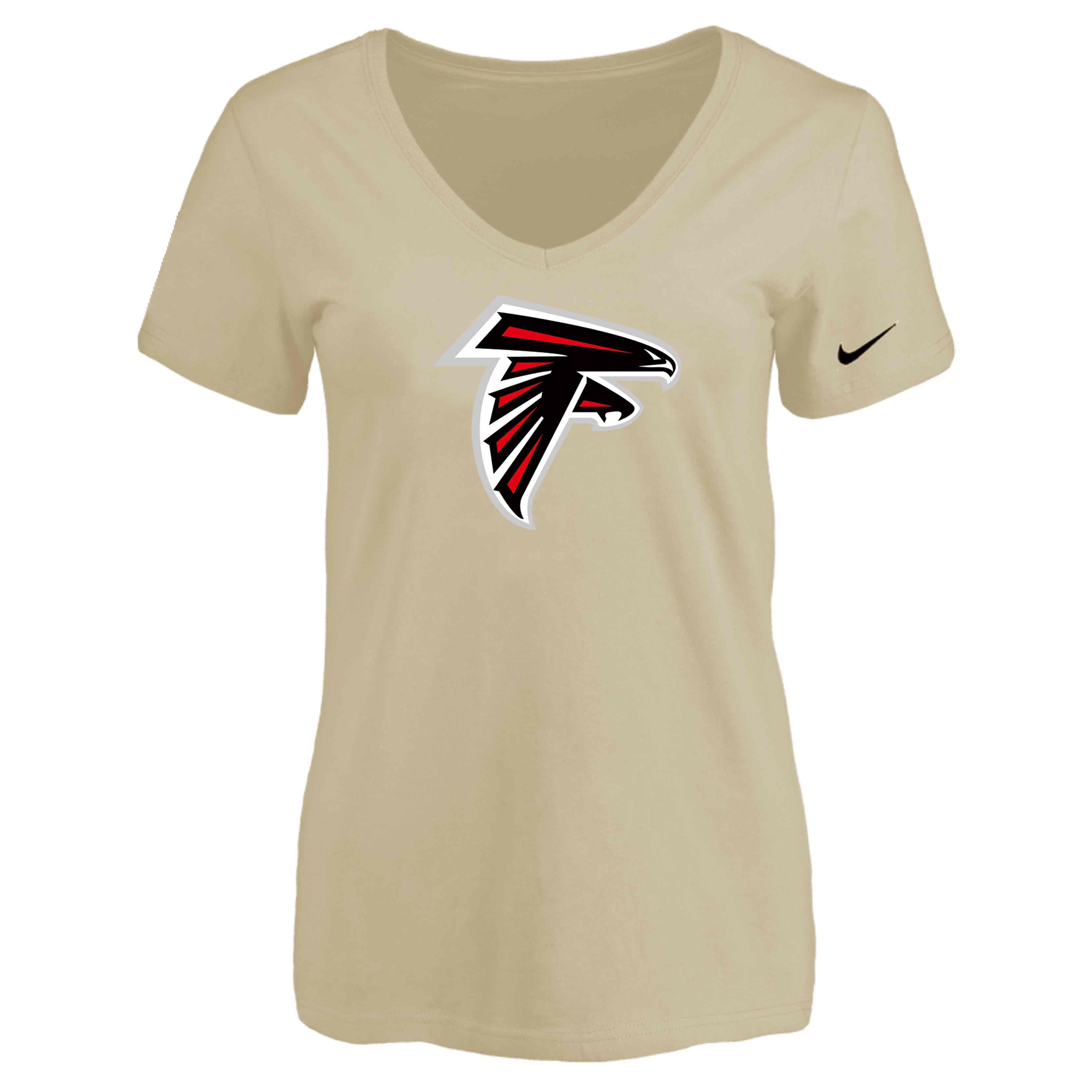 Atlanta Falcons Beige Womens Logo V-neck T-Shirt