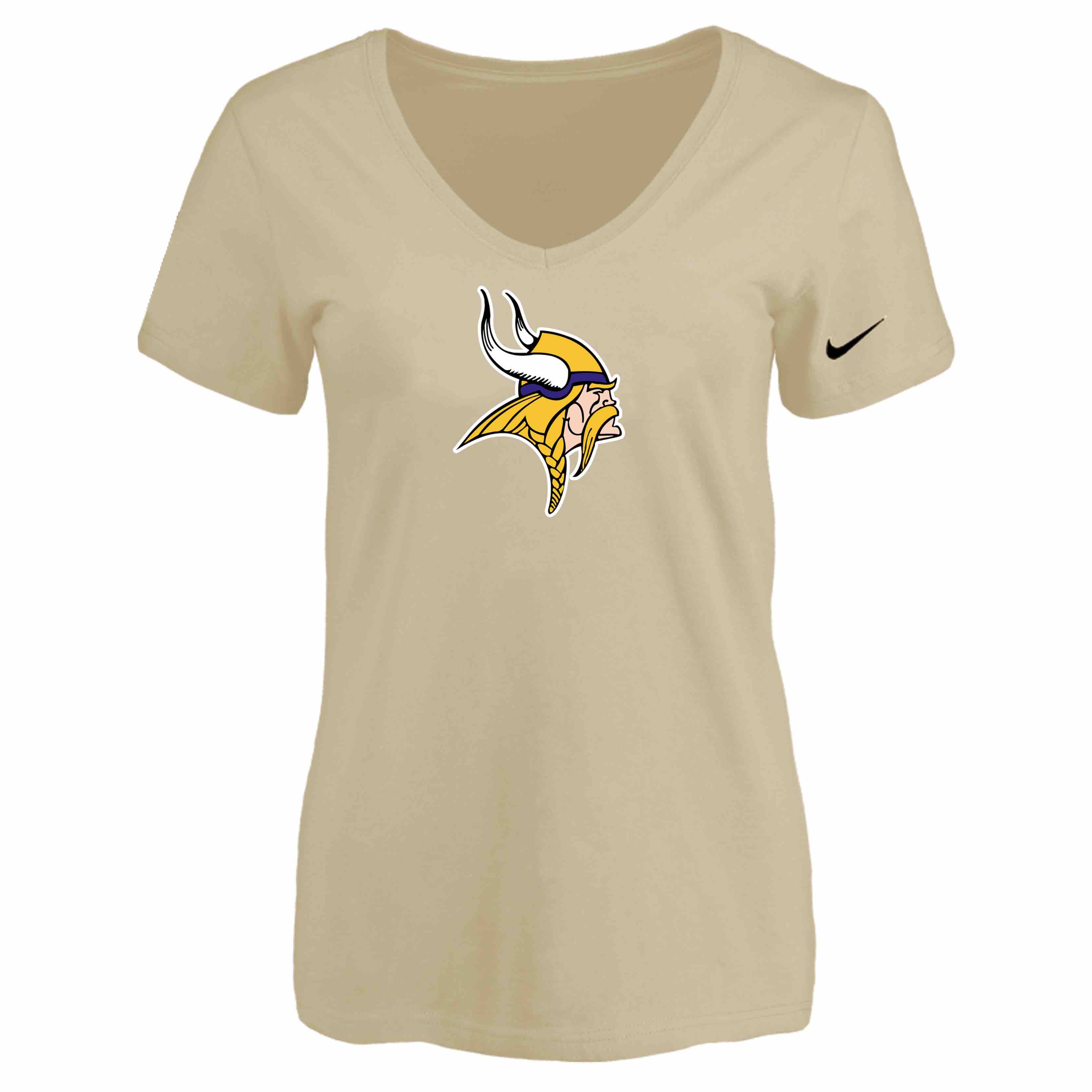 Minnesota Vikings Beige Womens Logo V-neck T-Shirt