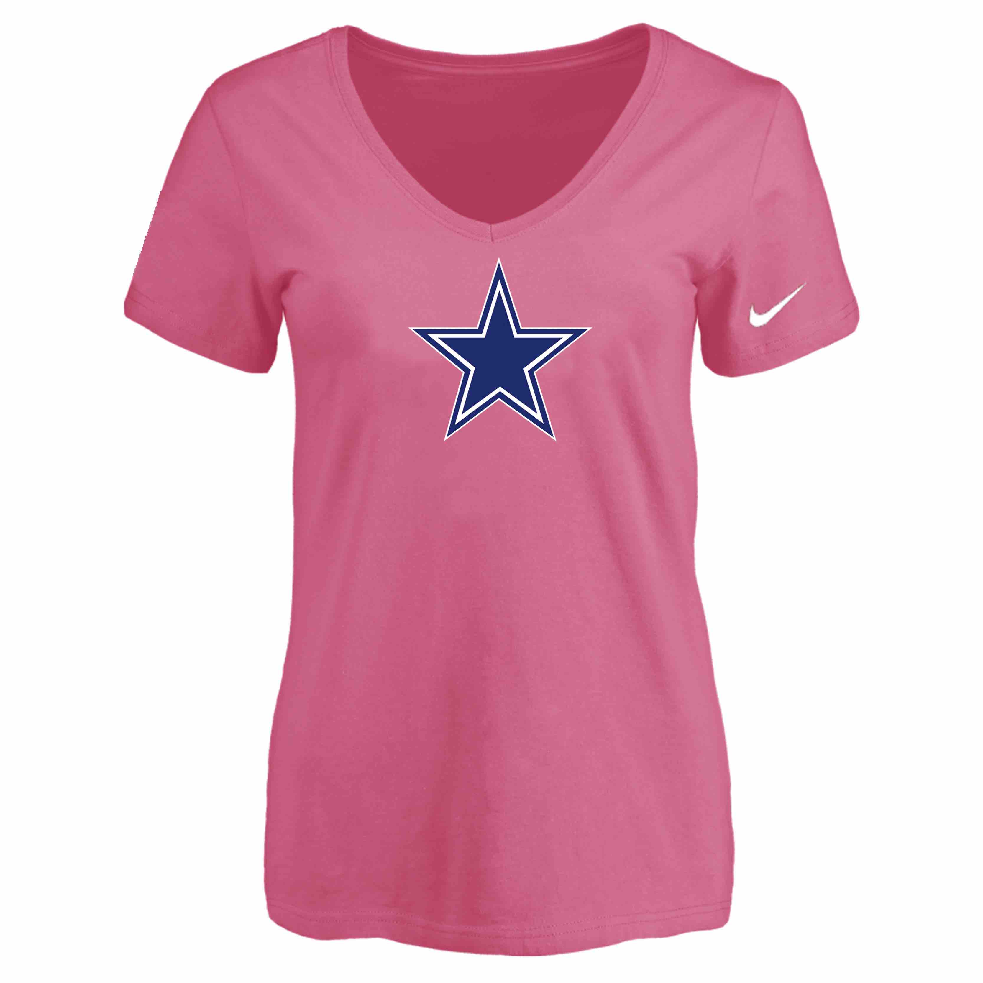 Dallas Cowboys Pink Womens Logo V-neck T-Shirt