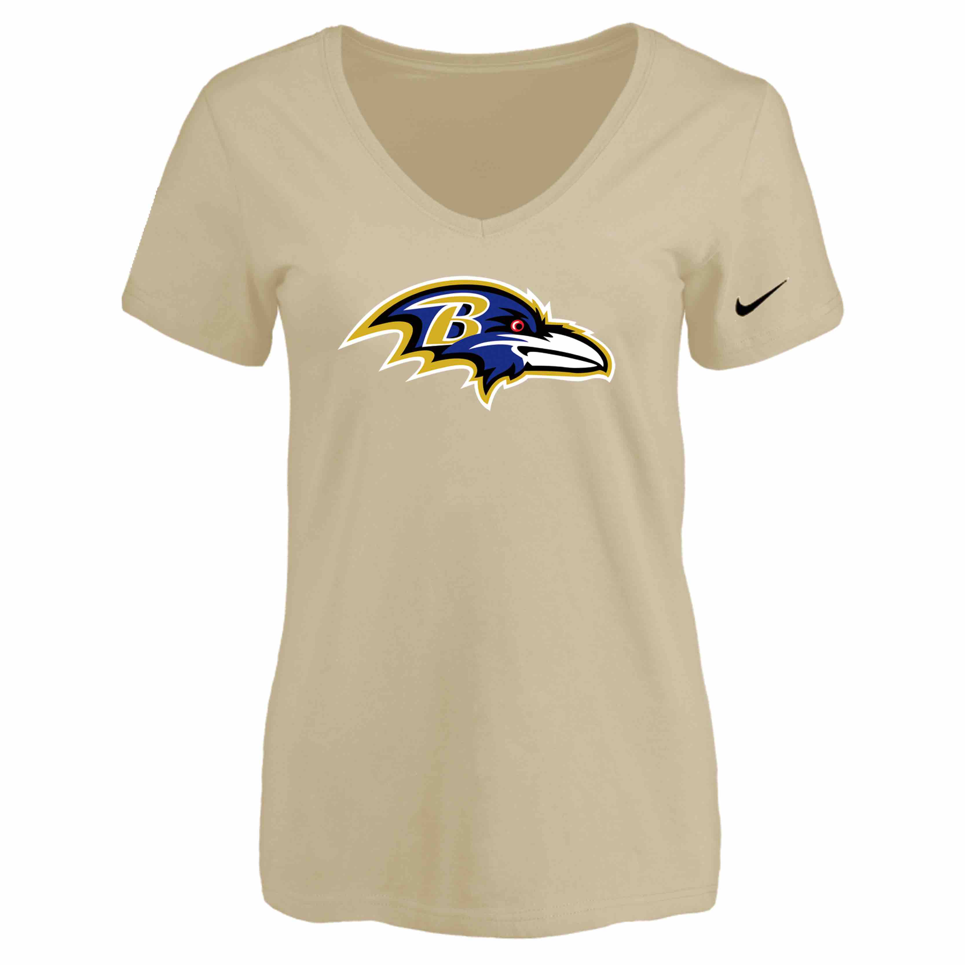 Baltimore Ravens Beige Womens Logo V-neck T-Shirt