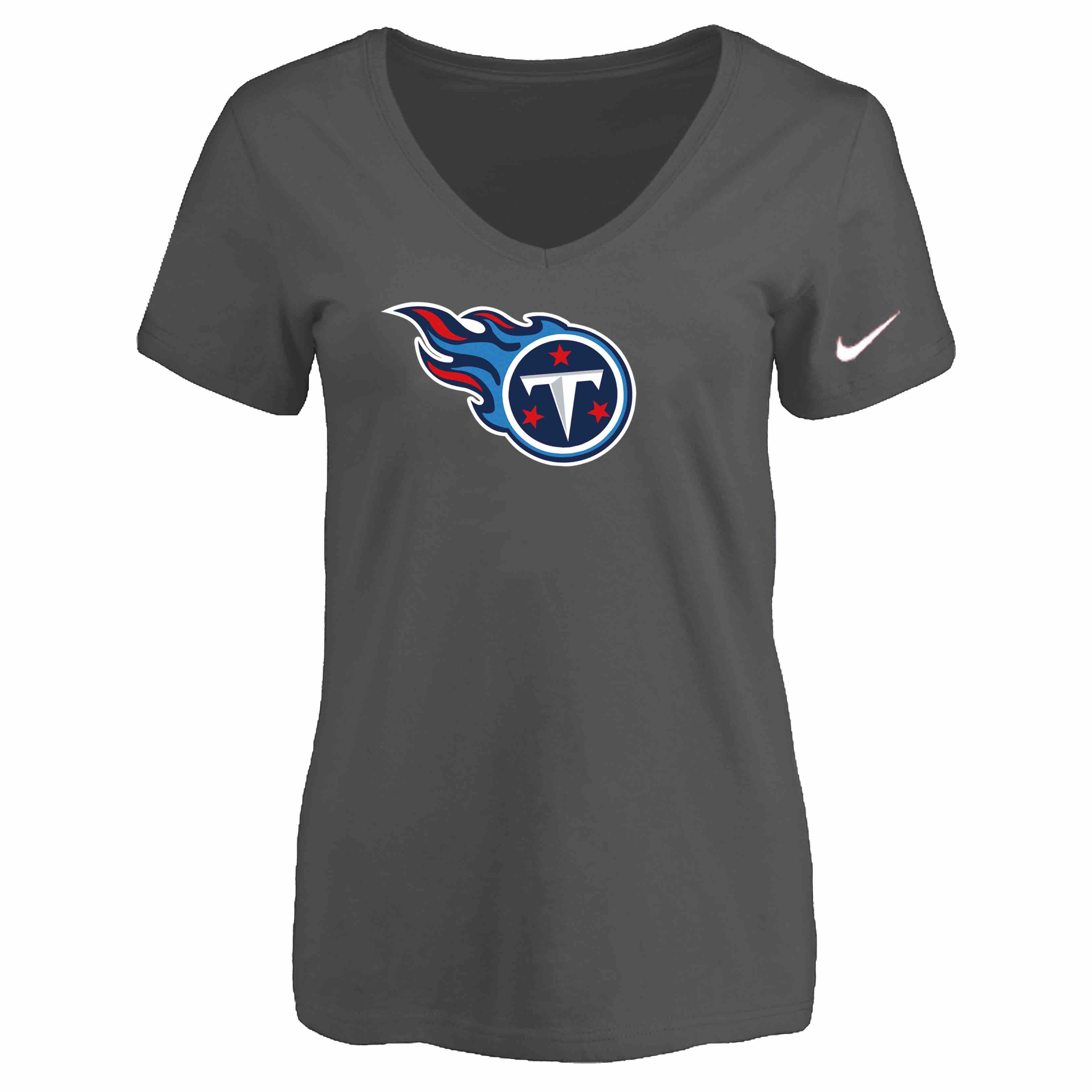 Tennessee Titans D.Grey Womens Logo V-neck T-Shirt