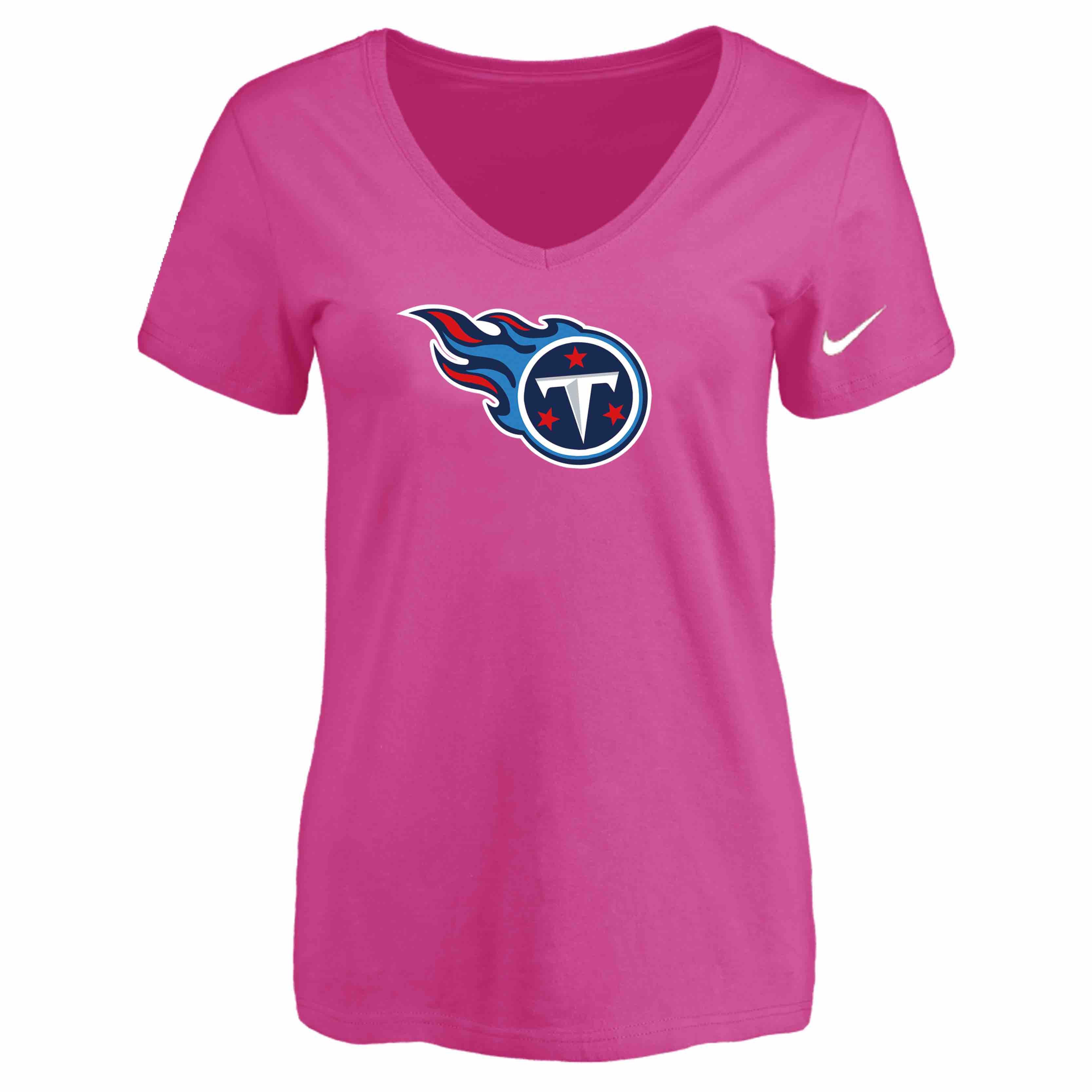 Tennessee Titans Peach Womens Logo V-neck T-Shirt