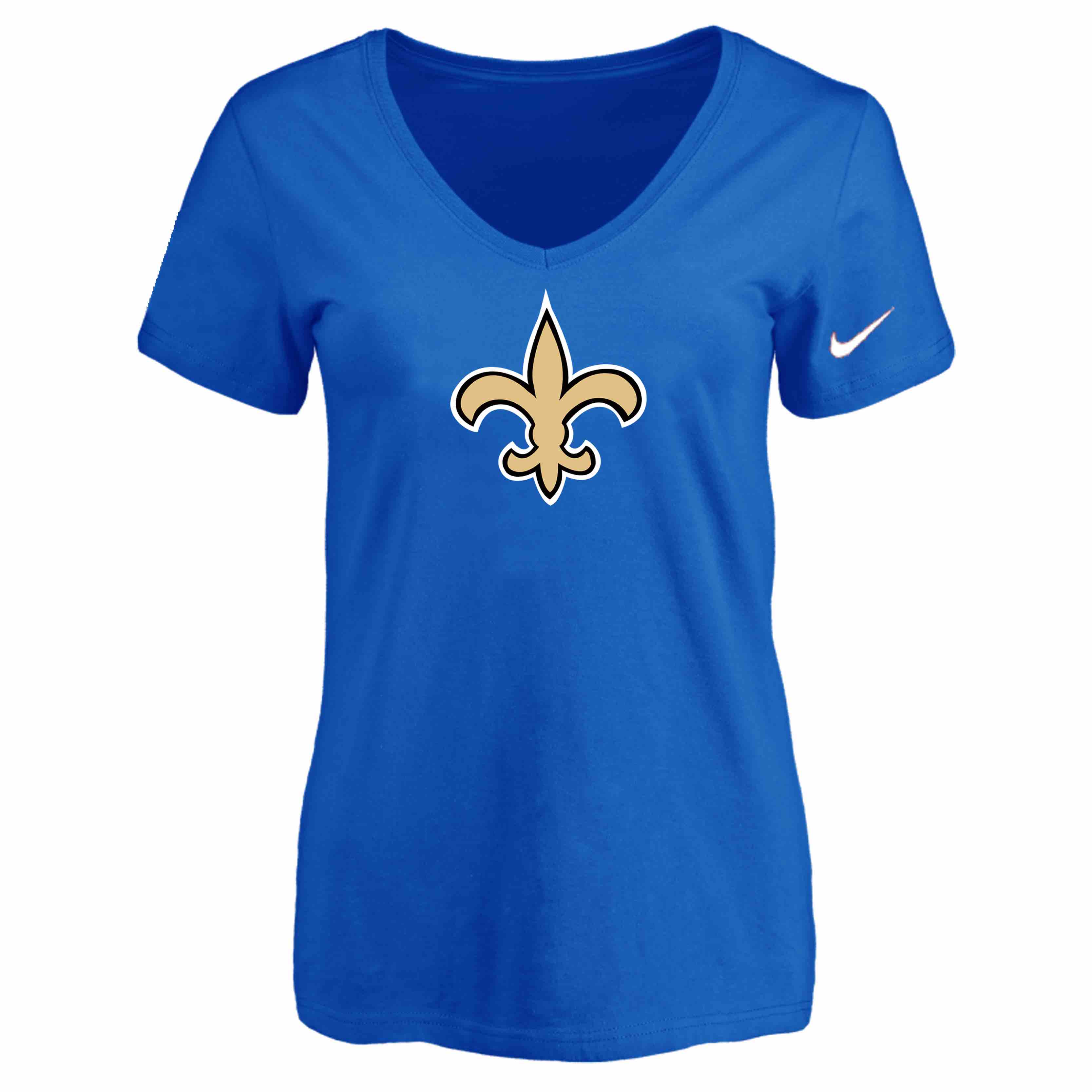 New Orleans Saints Blue Womens Logo V-neck T-Shirt