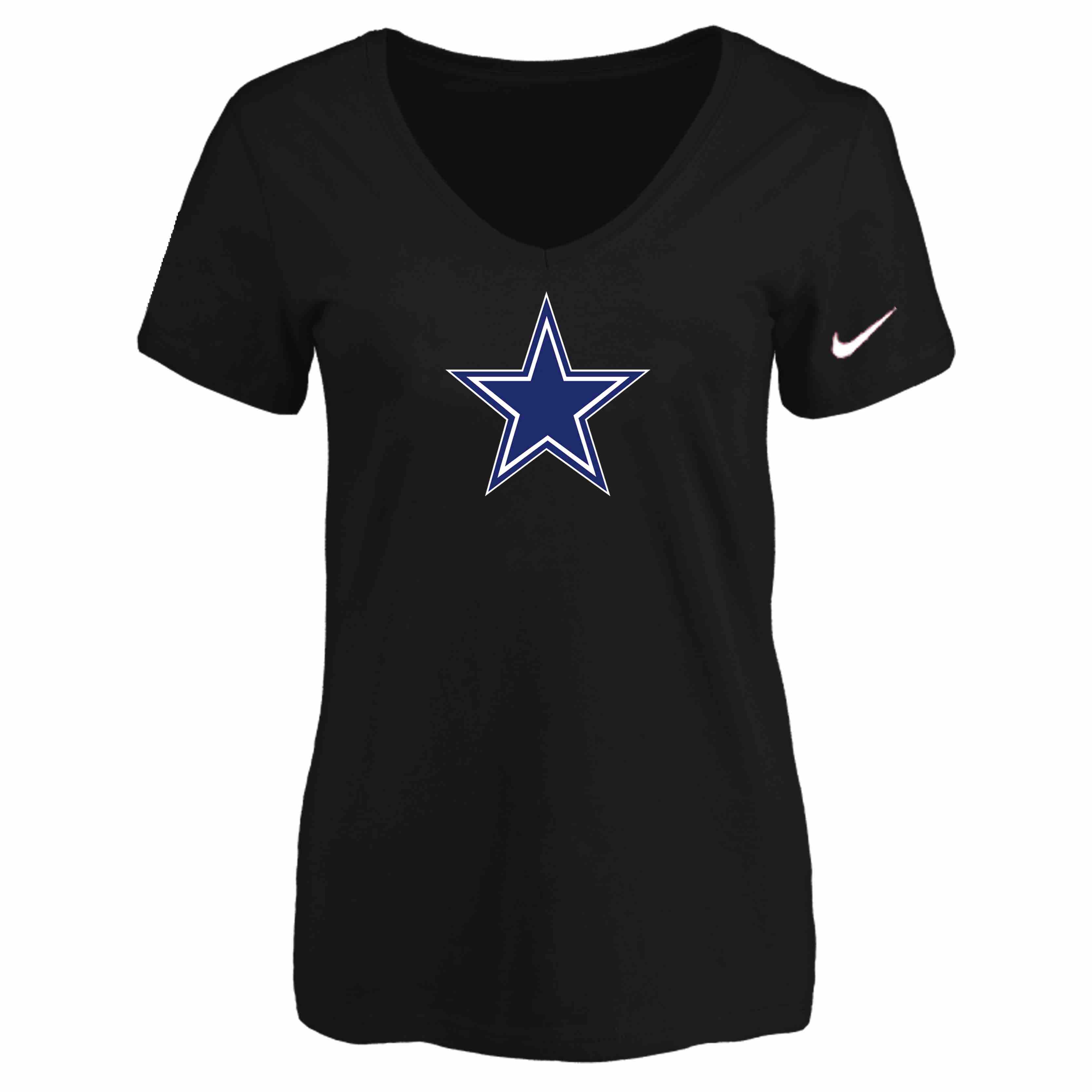 Dallas Cowboys Black Womens Logo V-neck T-Shirt