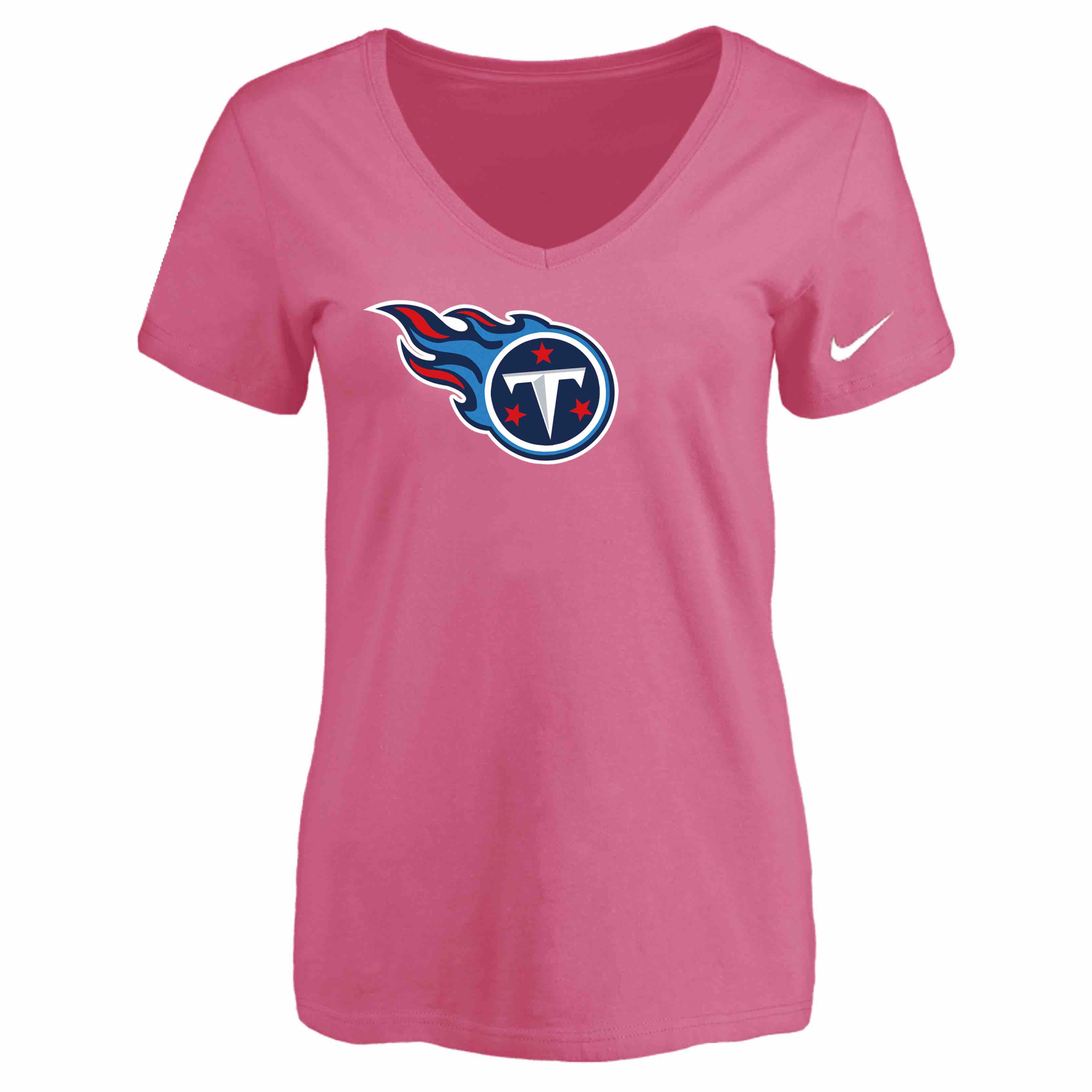 Tennessee Titans Pink Womens Logo V-neck T-Shirt