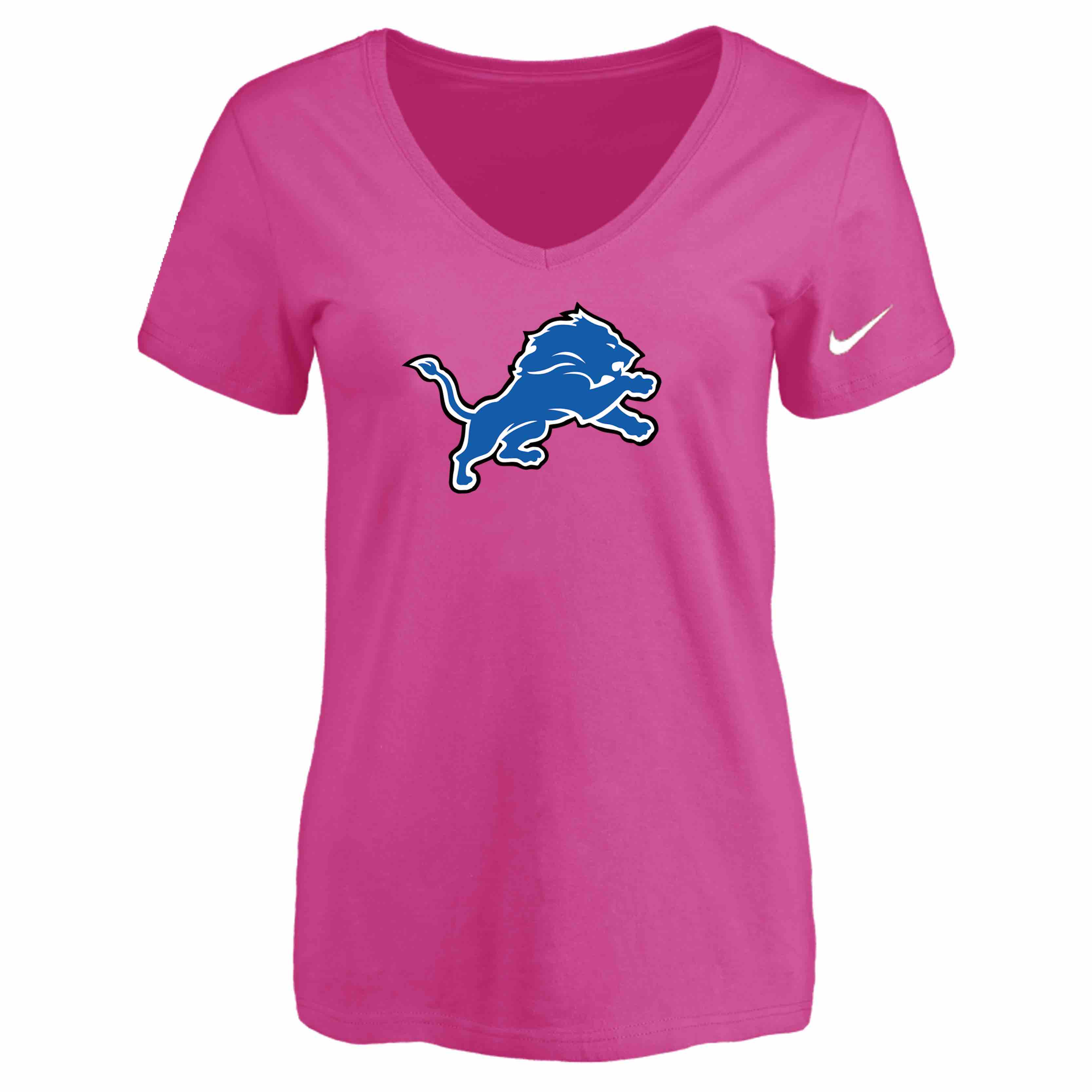 Detroit Lions Peach Womens Logo V-neck T-Shirt
