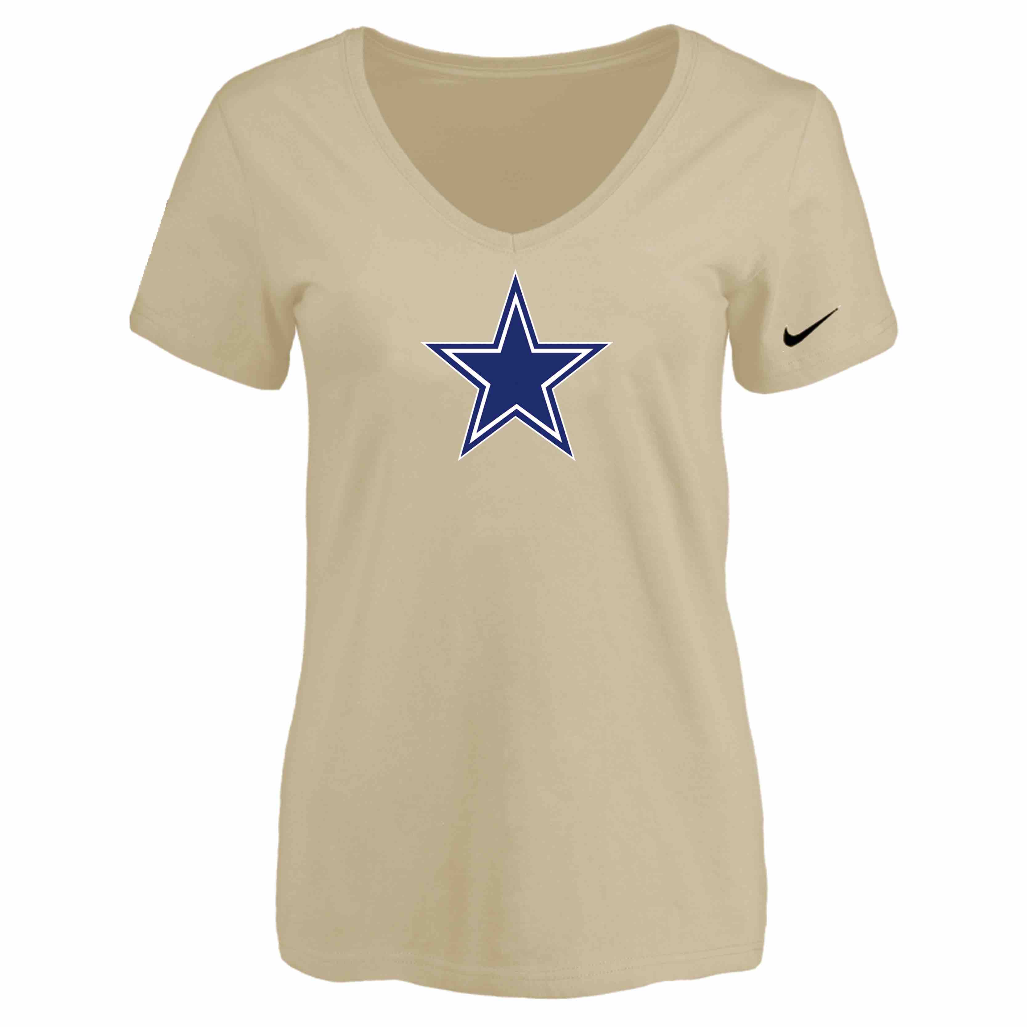 Dallas Cowboys Beige Womens Logo V-neck T-Shirt