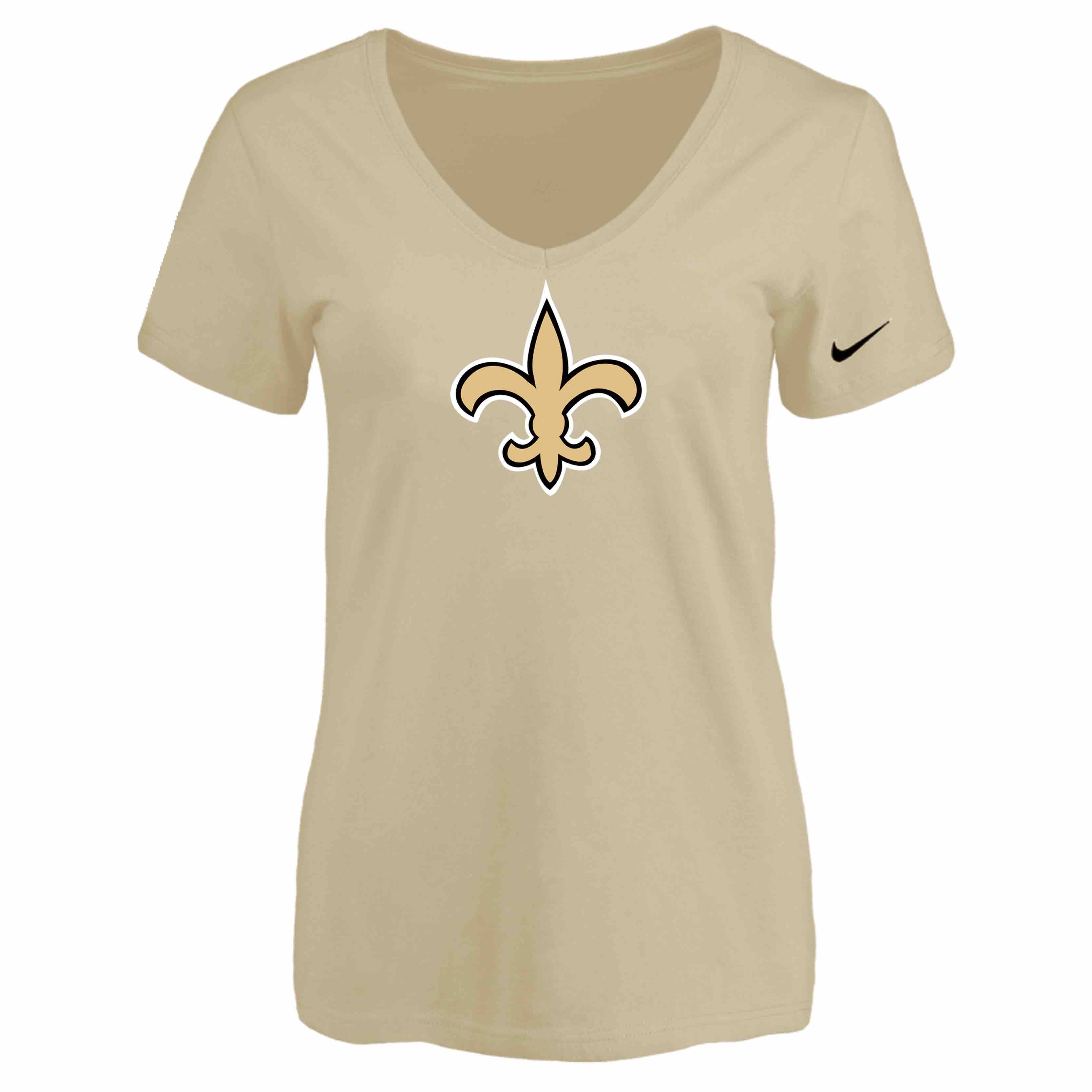 New Orleans Saints Beige Womens Logo V-neck T-Shirt