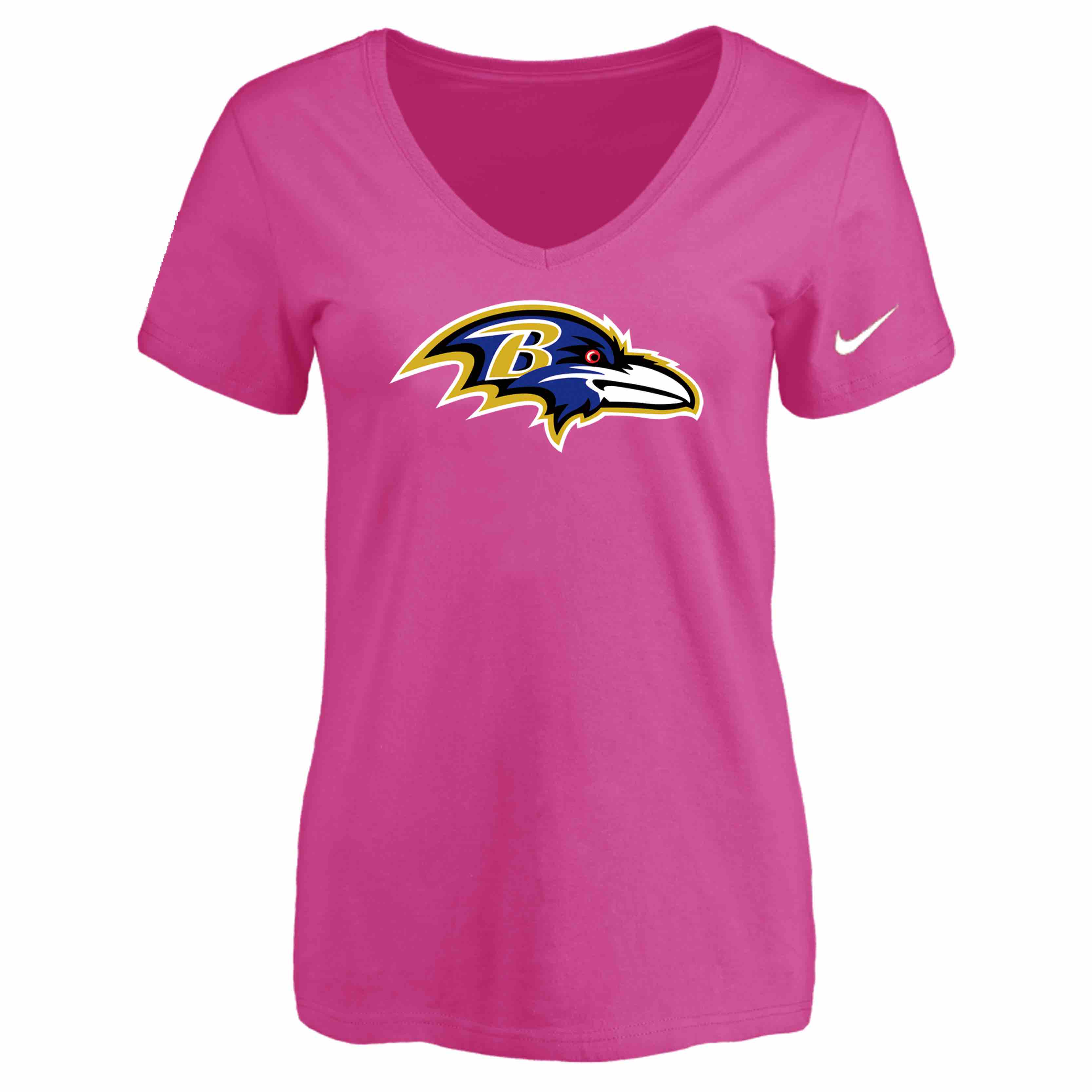 Baltimore Ravens Peach Womens Logo V-neck T-Shirt