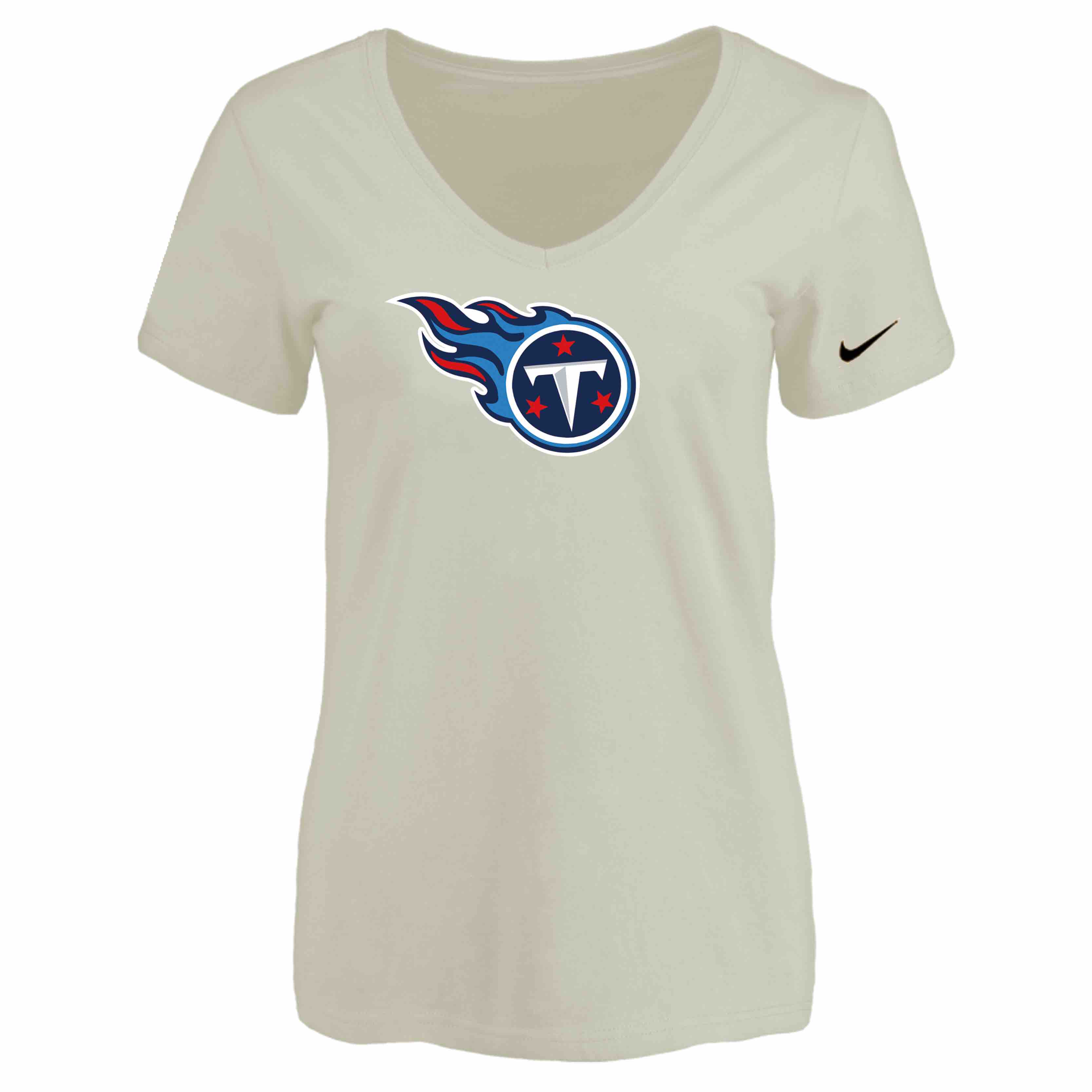 Tennessee Titans Cream Womens Logo V-neck T-Shirt