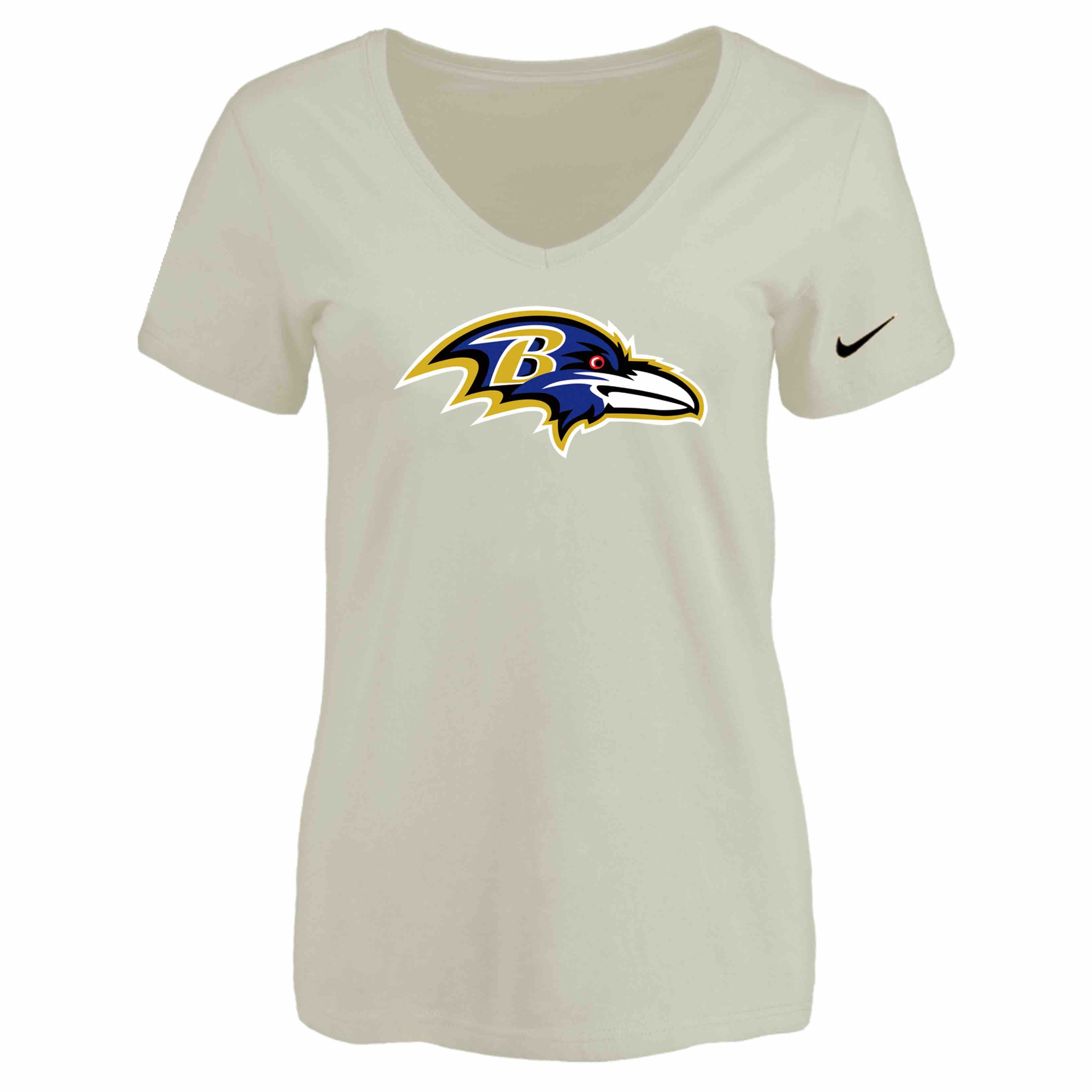 Baltimore Ravens Cream Womens Logo V-neck T-Shirt