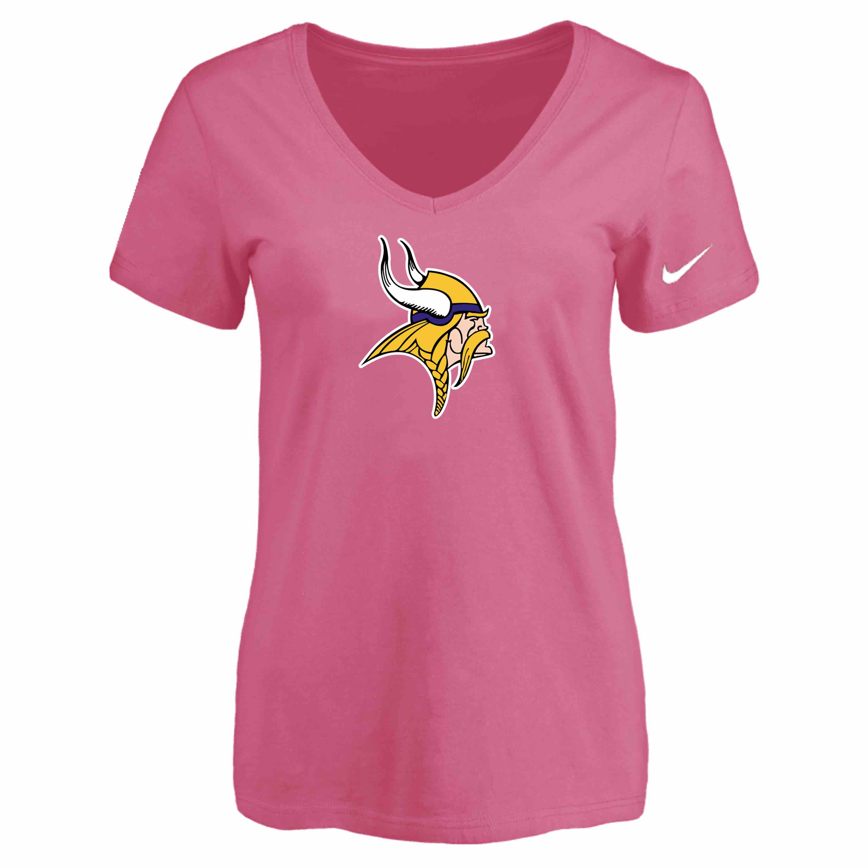 Minnesota Vikings Pink Womens Logo V-neck T-Shirt