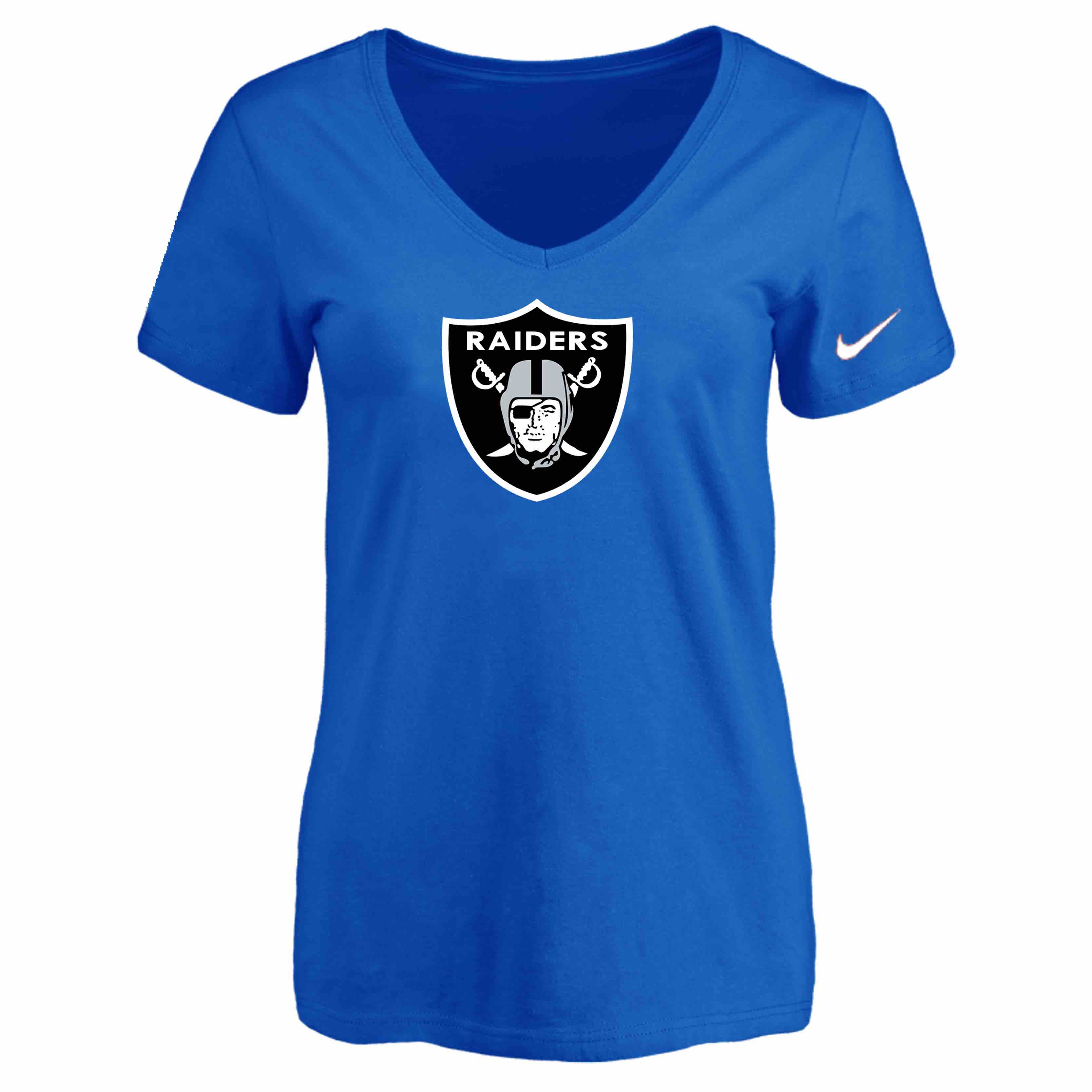 Oakland Raiders Blue Womens Logo V-neck T-Shirt