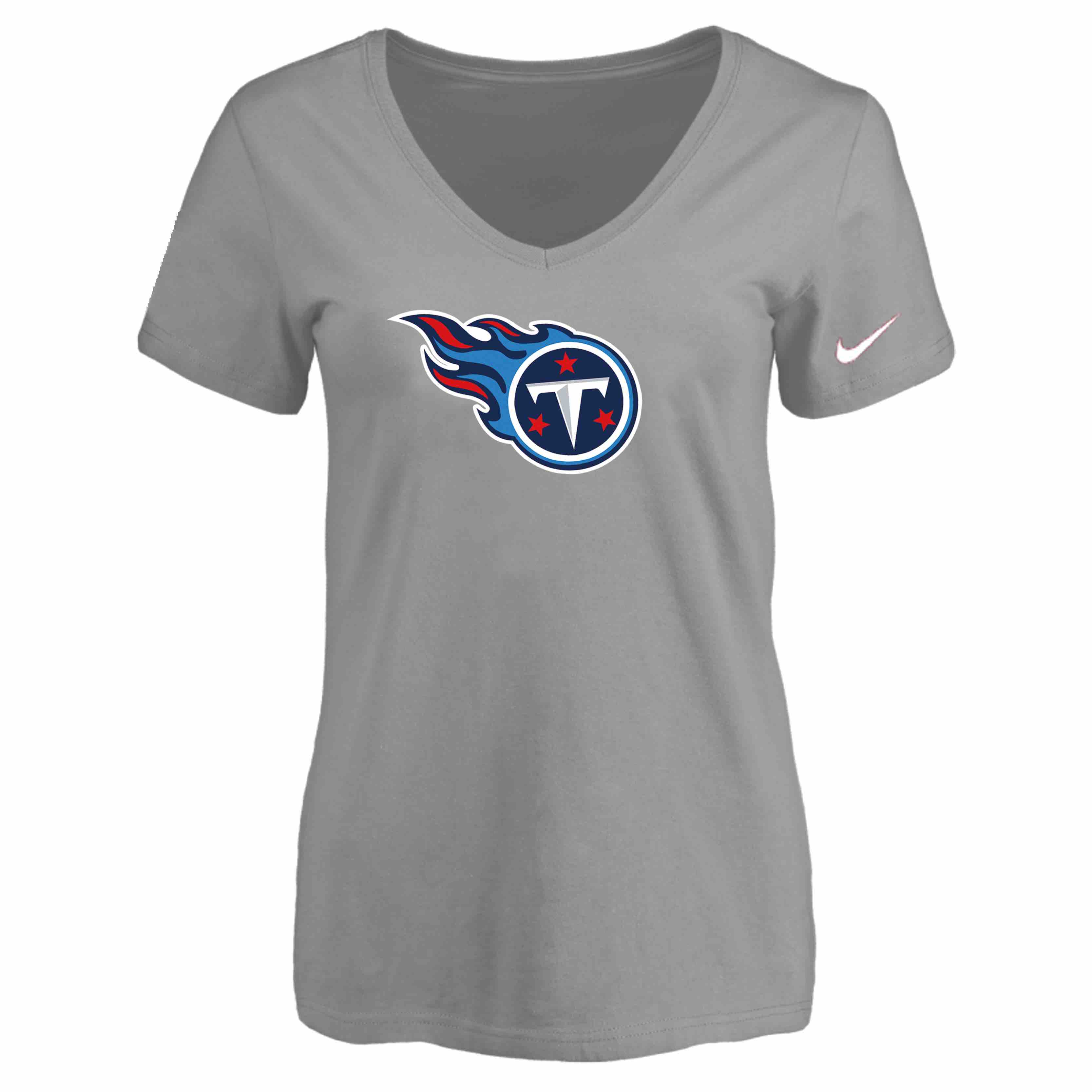 Tennessee Titans L.Grey Womens Logo V-neck T-Shirt