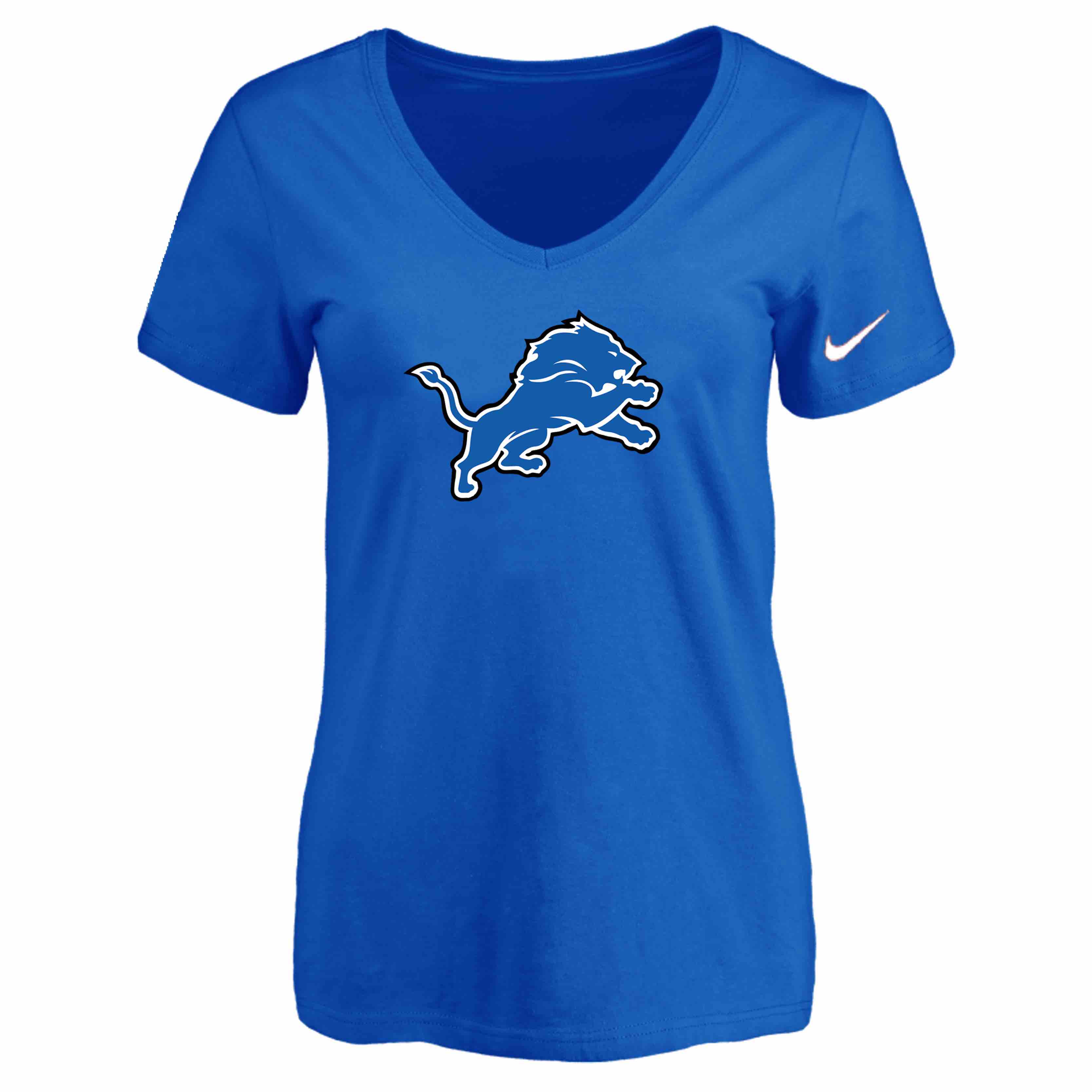 Detroit Lions Blue Womens Logo V-neck T-Shirt