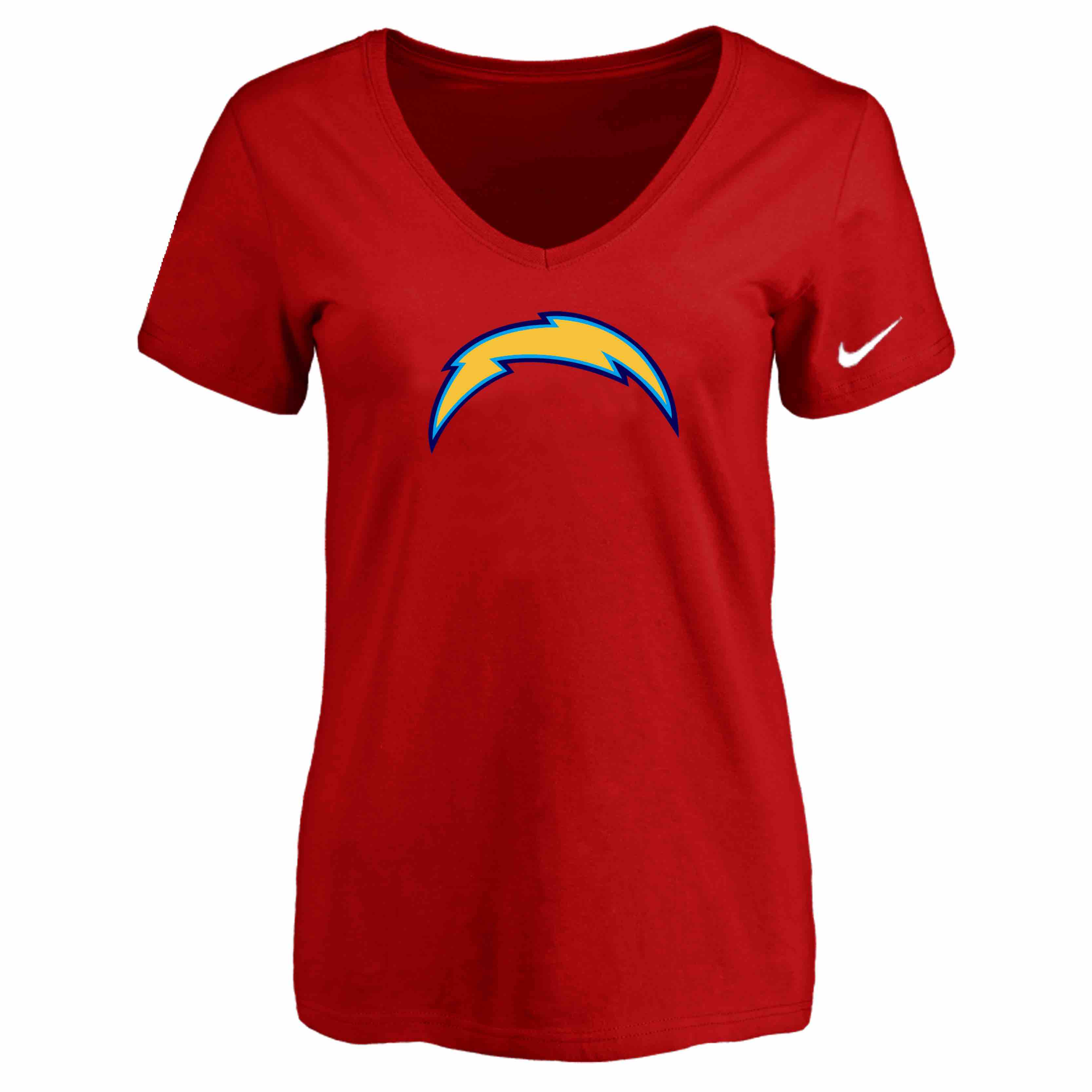 San Diego Chargers Red Womens Logo V-neck T-Shirt
