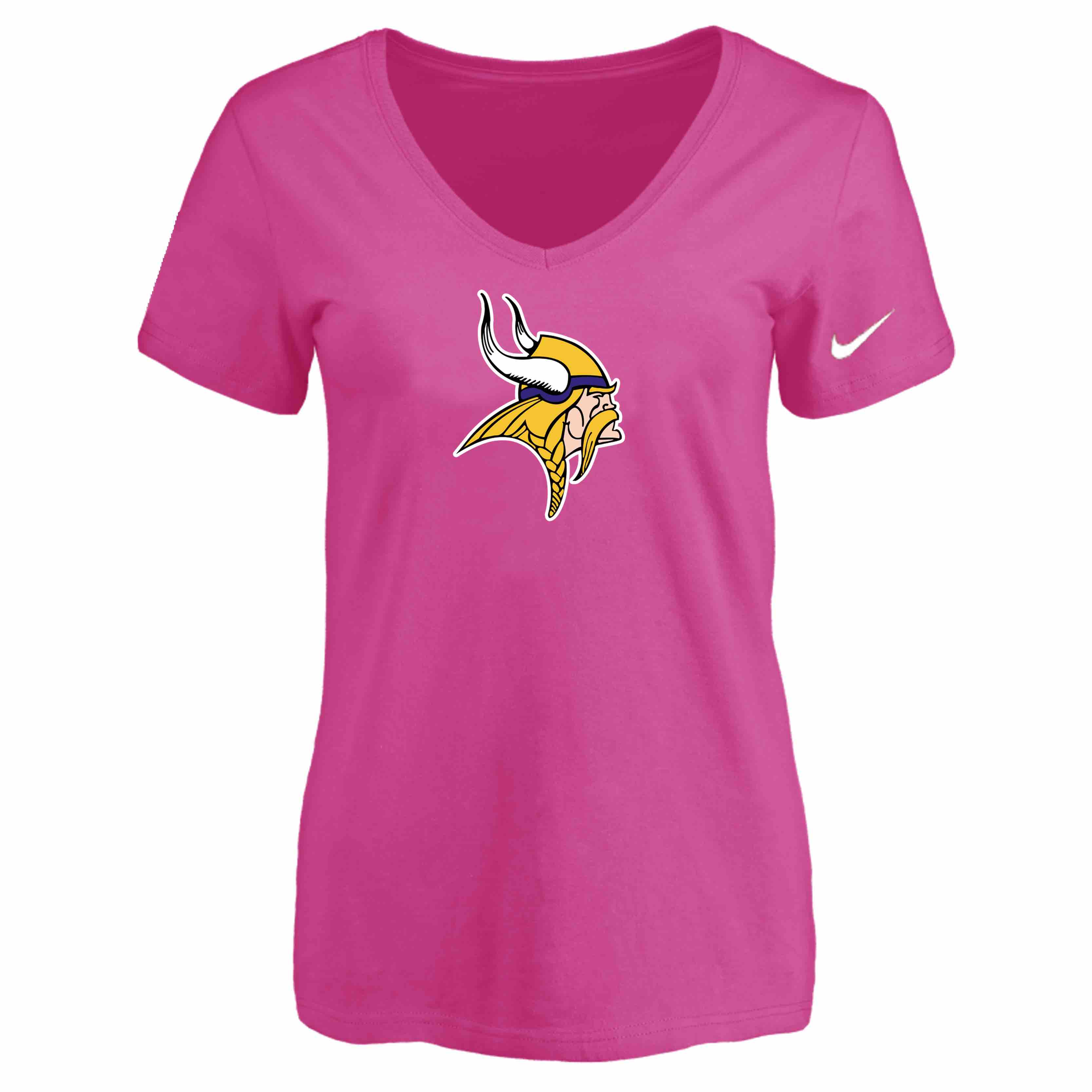 Minnesota Vikings Peach Womens Logo V-neck T-Shirt