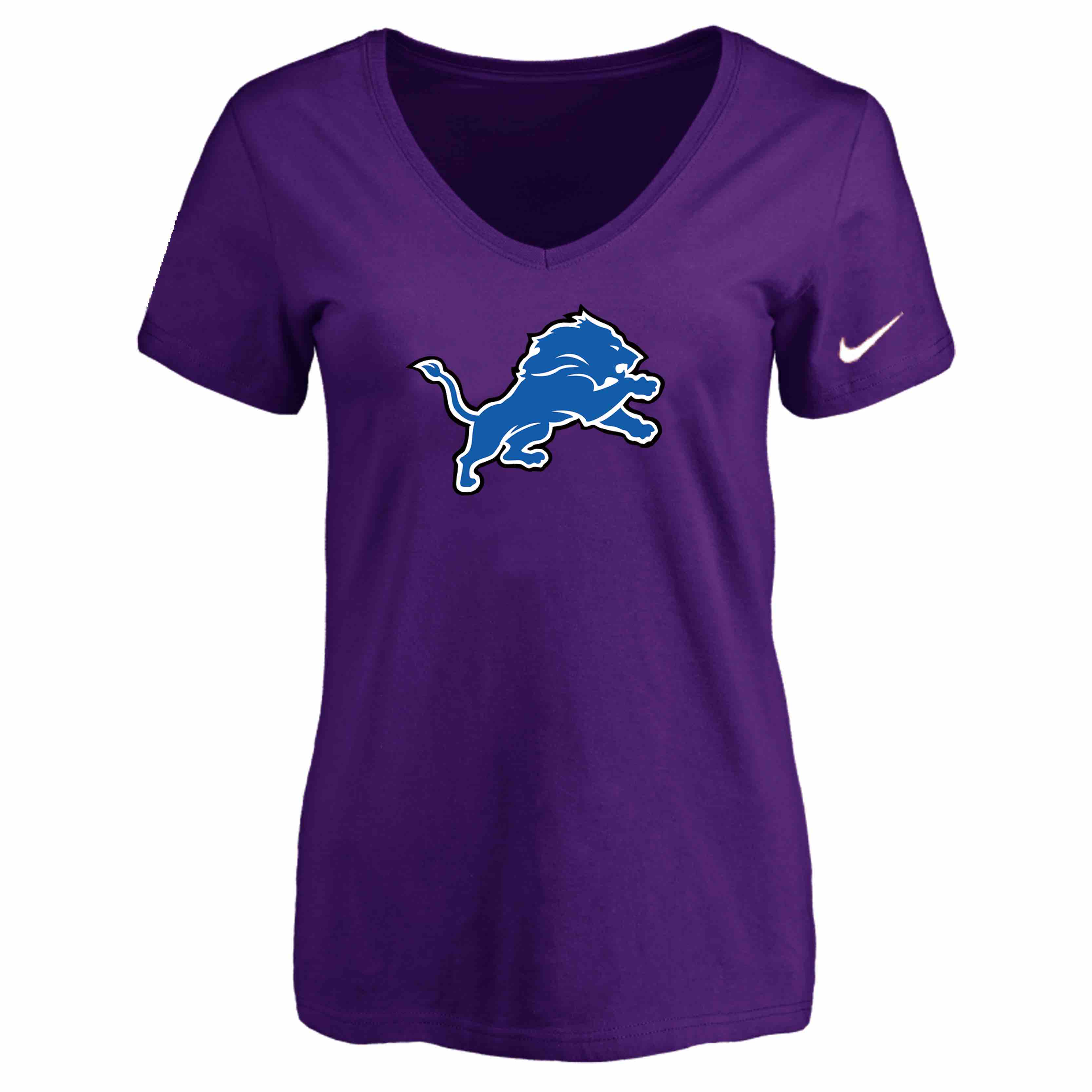 Detroit Lions Purple Womens Logo V-neck T-Shirt