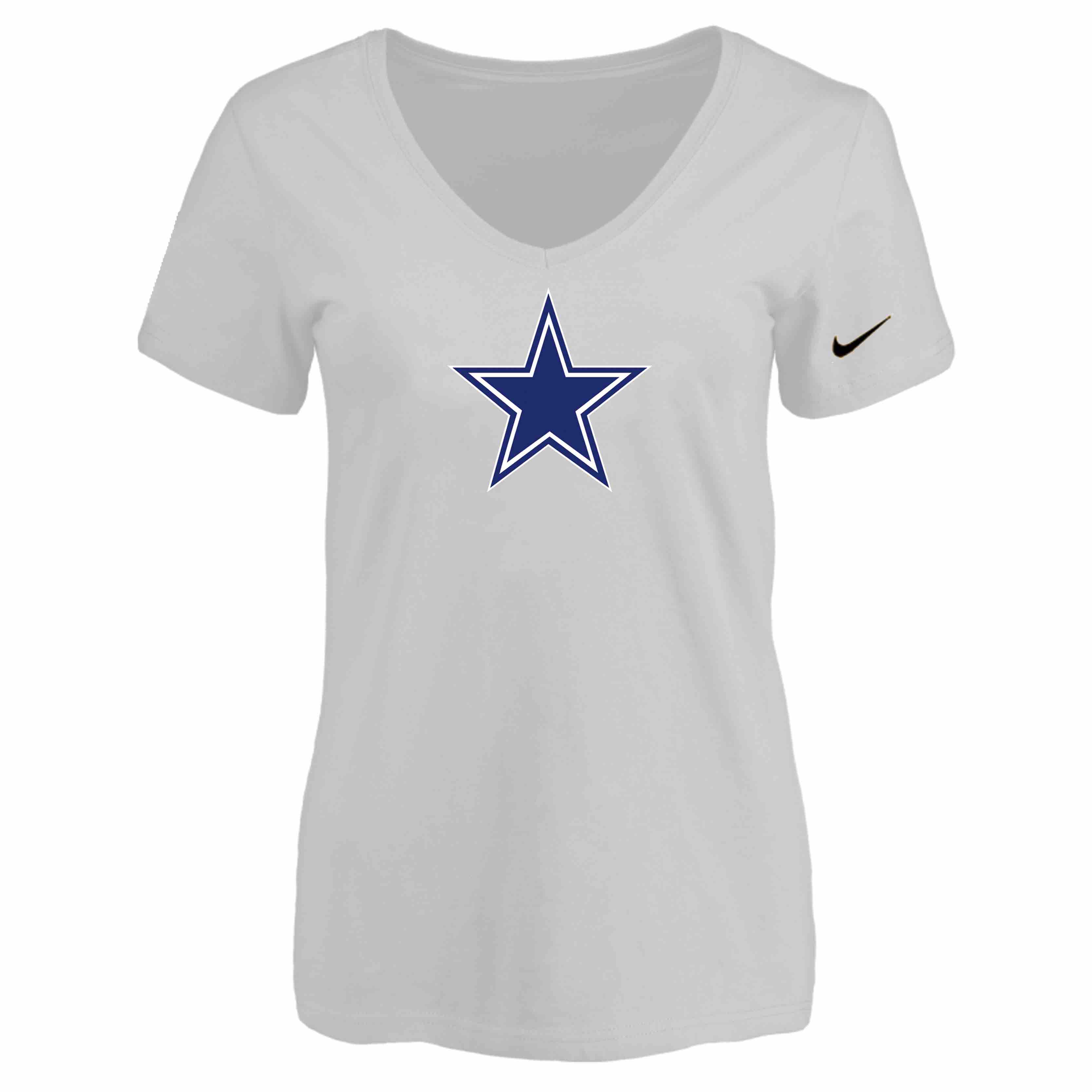 Dallas Cowboys White Womens Logo V-neck T-Shirt