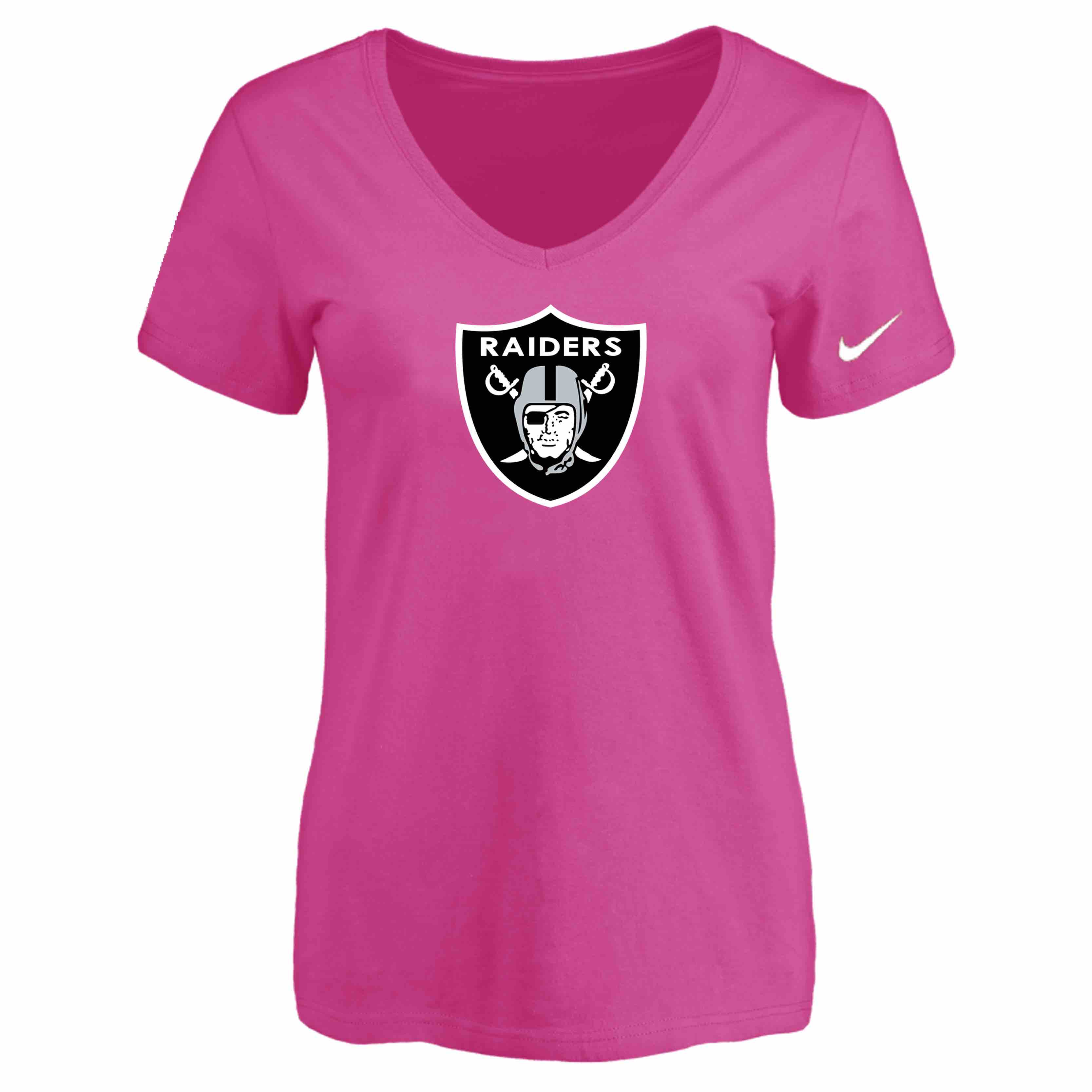 Oakland Raiders Peach Womens Logo V-neck T-Shirt