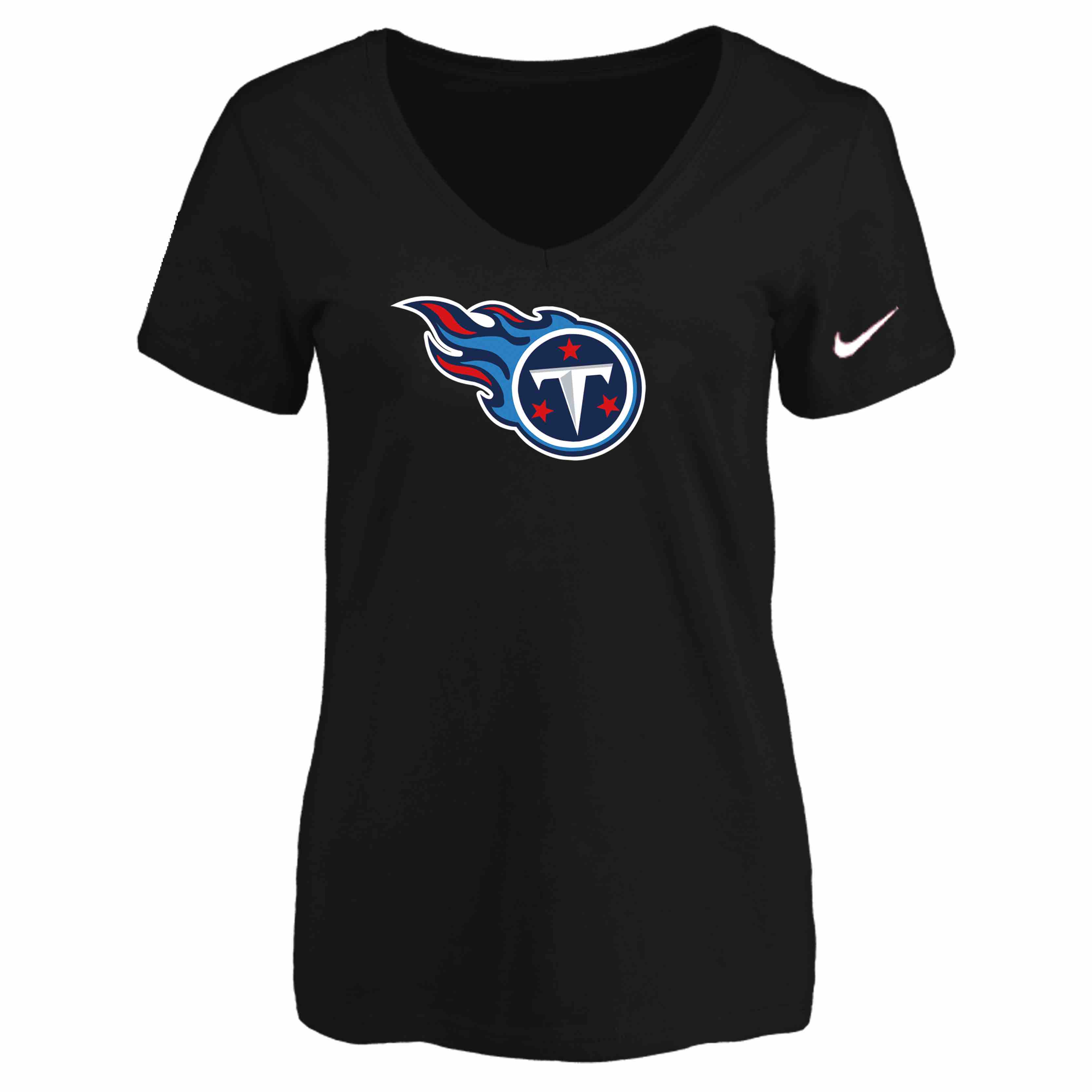 Tennessee Titans Black Womens Logo V-neck T-Shirt