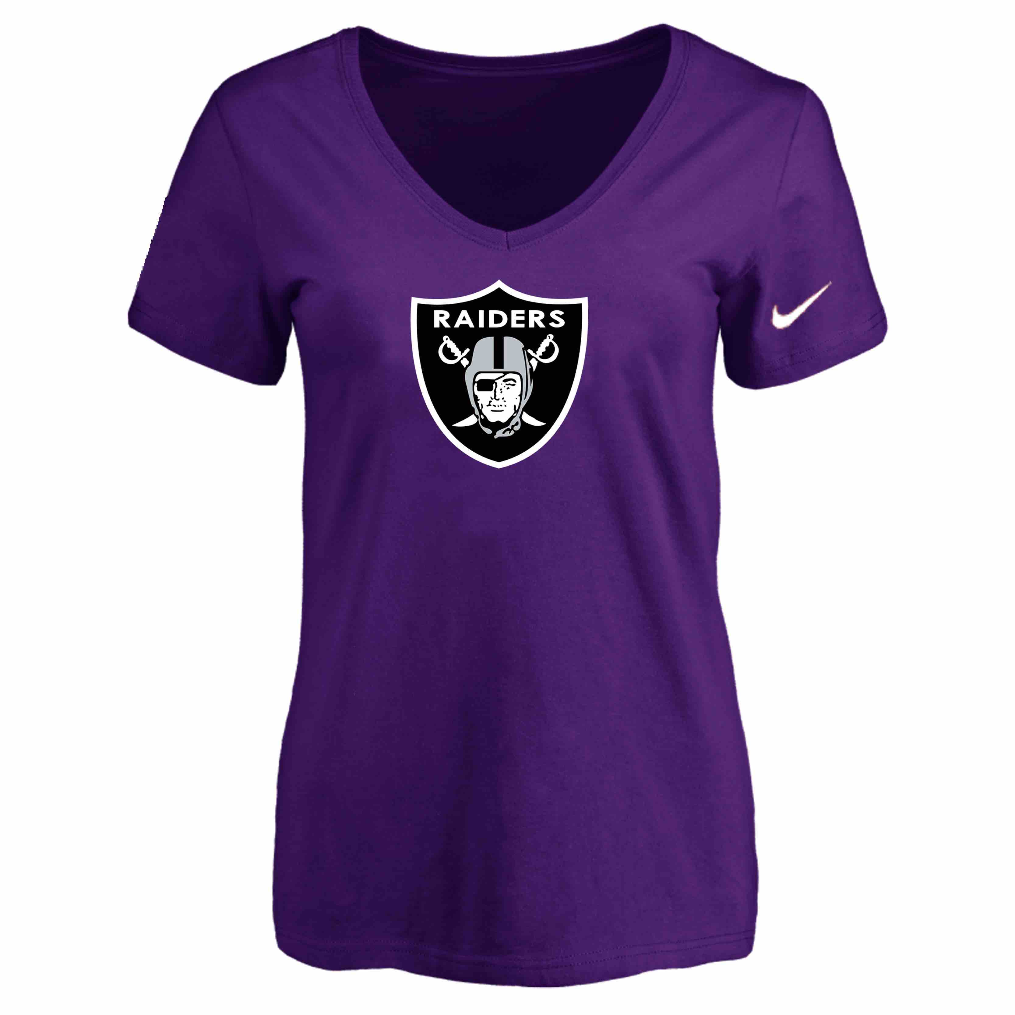Oakland Raiders Purple Womens Logo V-neck T-Shirt