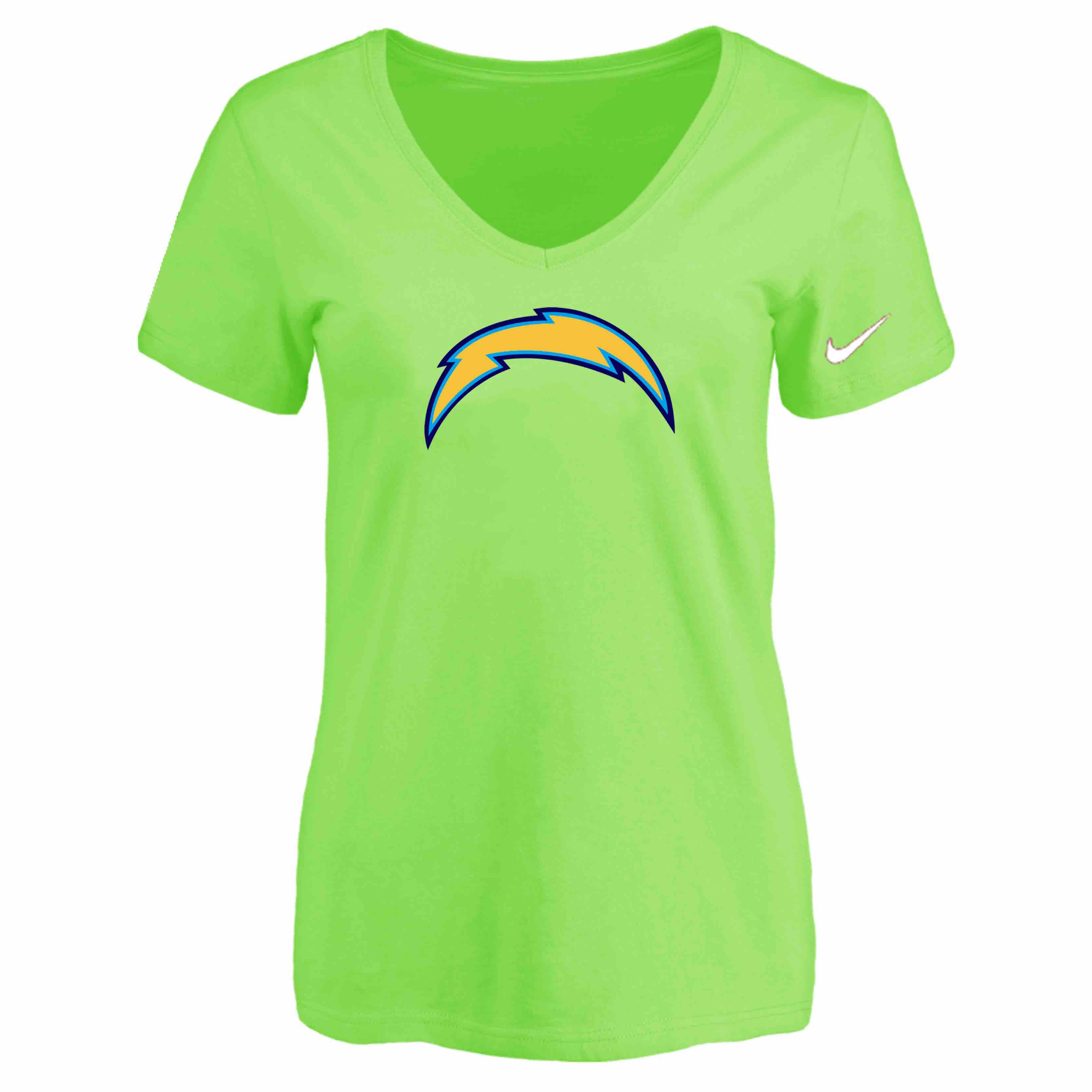 San Diego Chargers L.Green Womens Logo V-neck T-Shirt