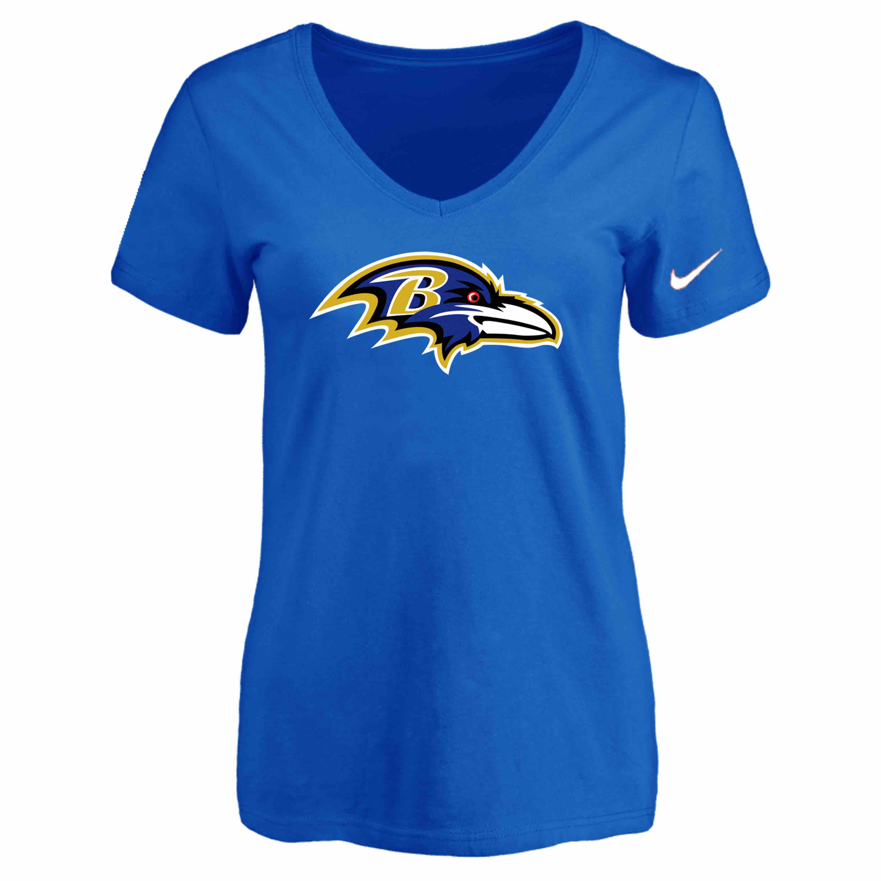 Baltimore Ravens Blue Womens Logo V-neck T-Shirt