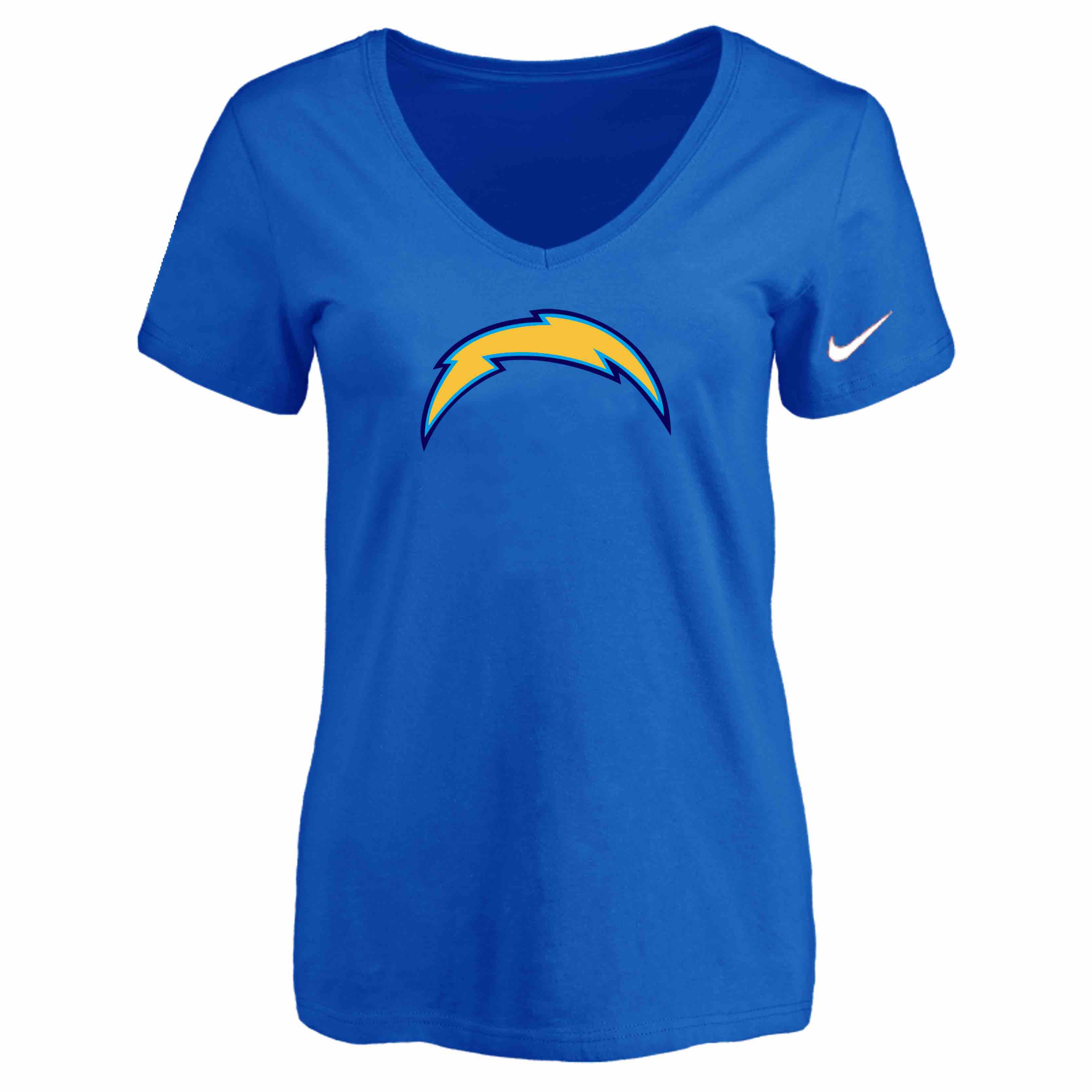 San Diego Chargers Blue Womens Logo V-neck T-Shirt