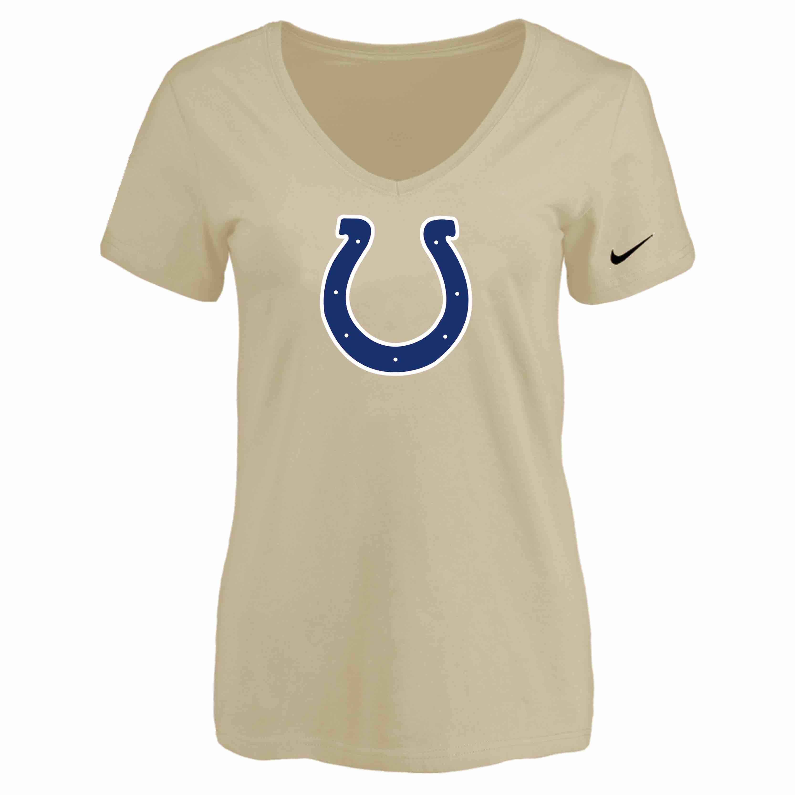 Indiannapolis Colts Beige Womens Logo V-neck T-Shirt
