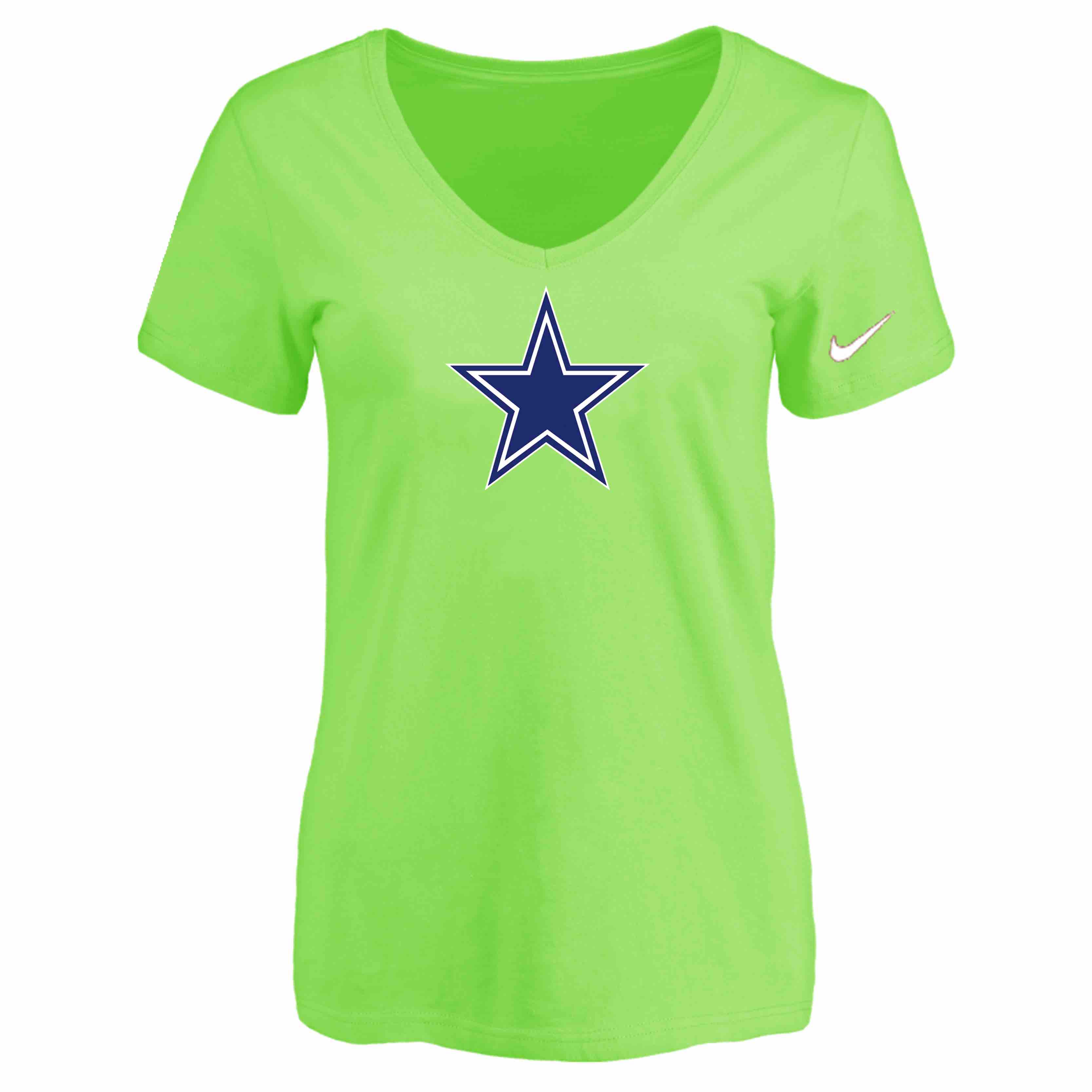 Dallas Cowboys L.Green Womens Logo V-neck T-Shirt