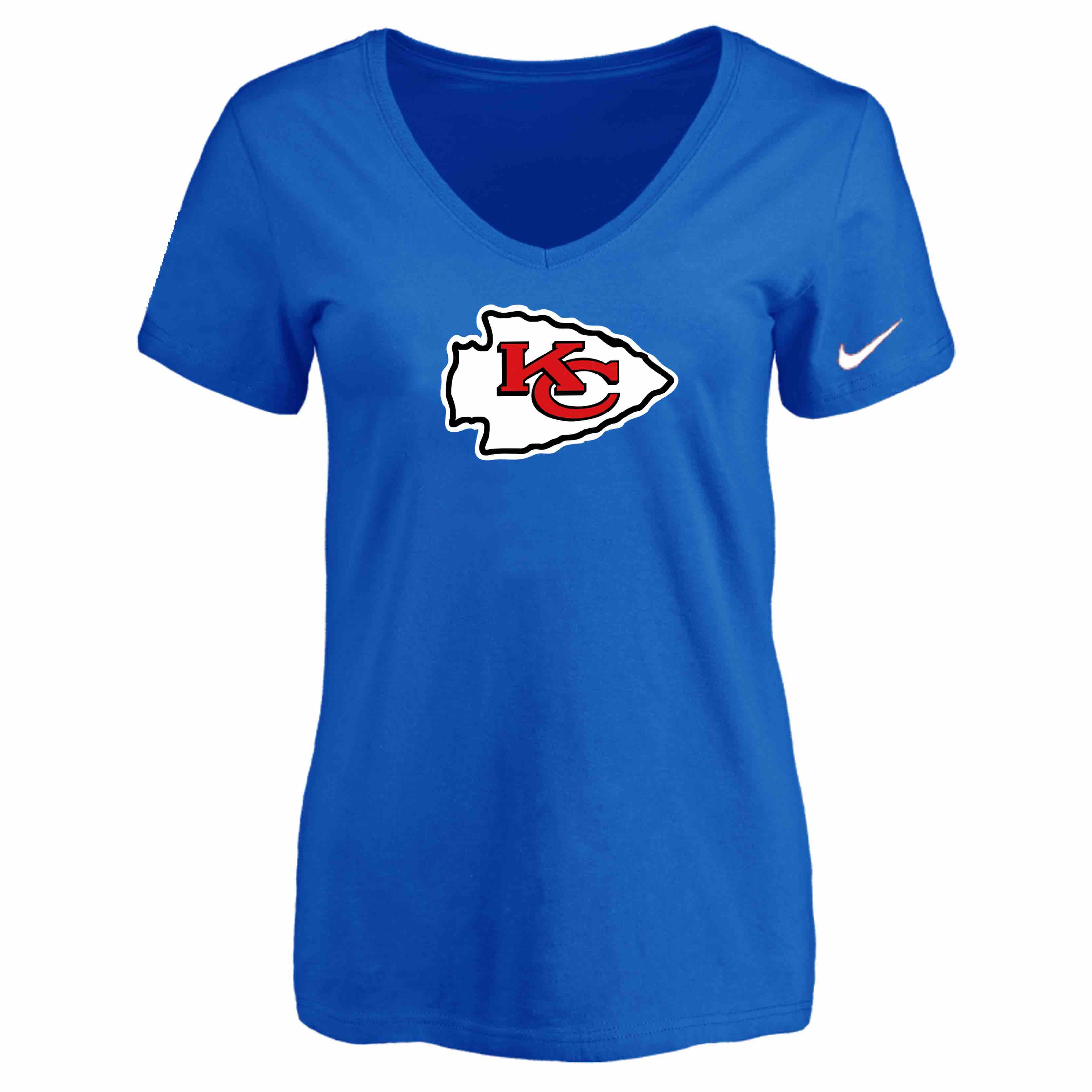 Kansas City Chief Blue Womens Logo V-neck T-Shirt