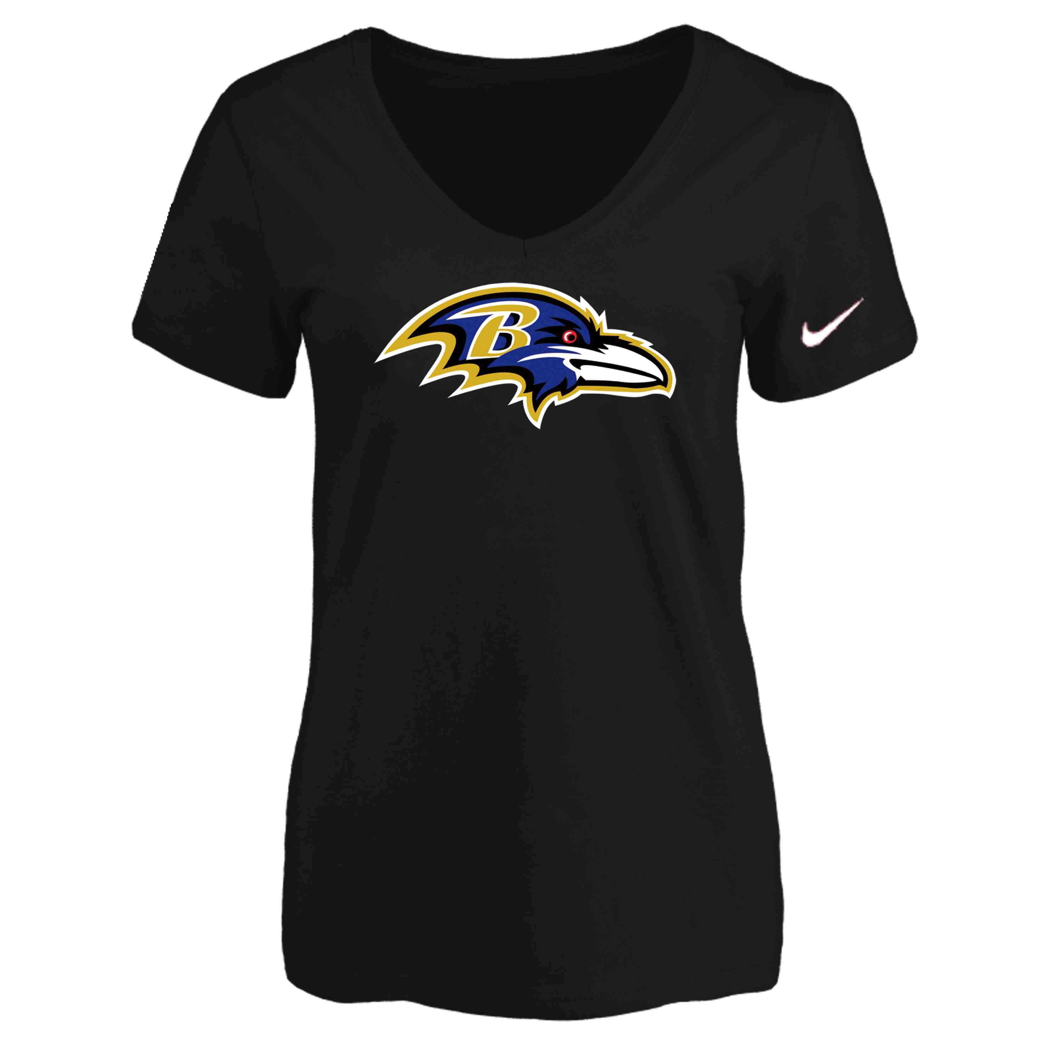 Baltimore Ravens Black Womens Logo V-neck T-Shirt