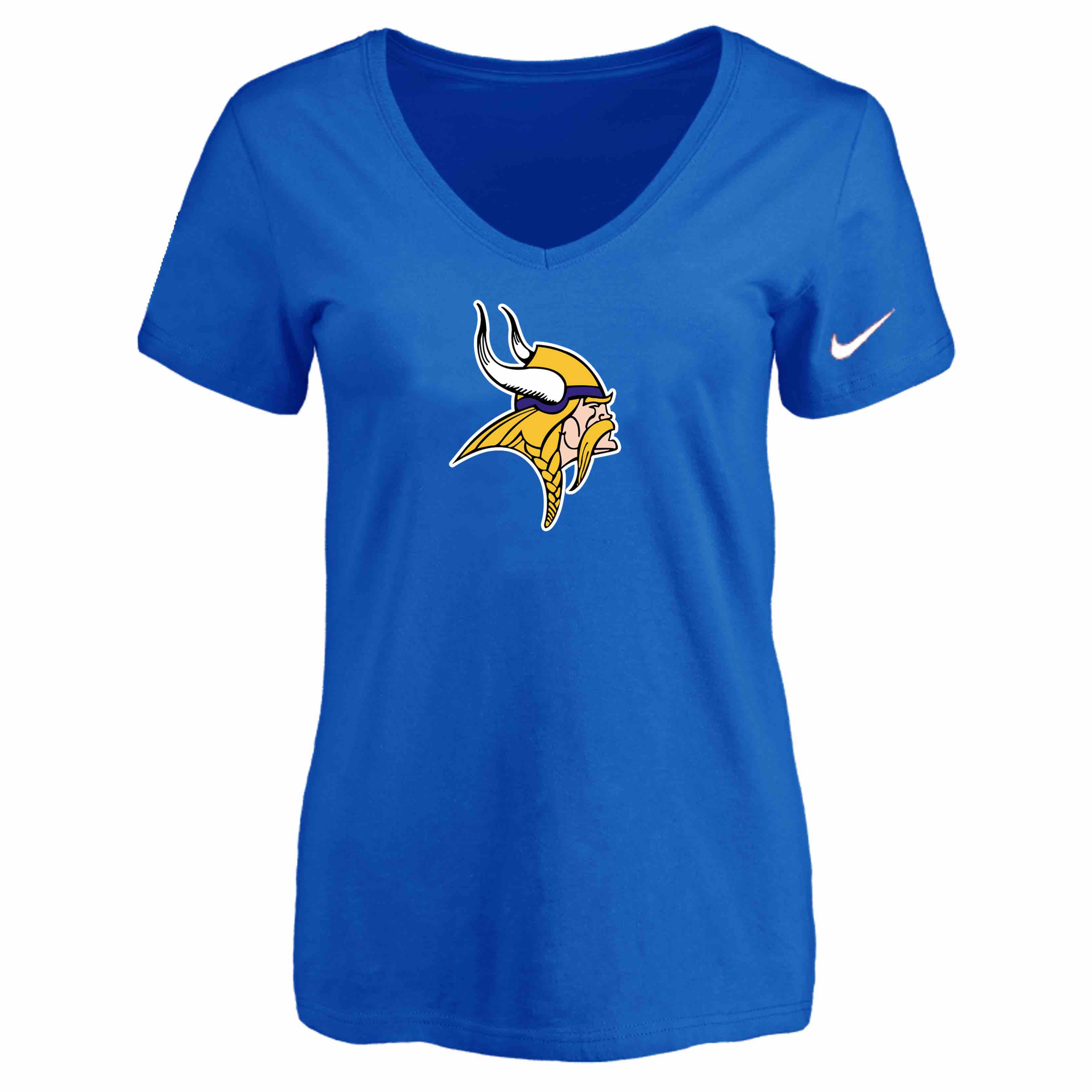Minnesota Vikings Blue Womens Logo V-neck T-Shirt