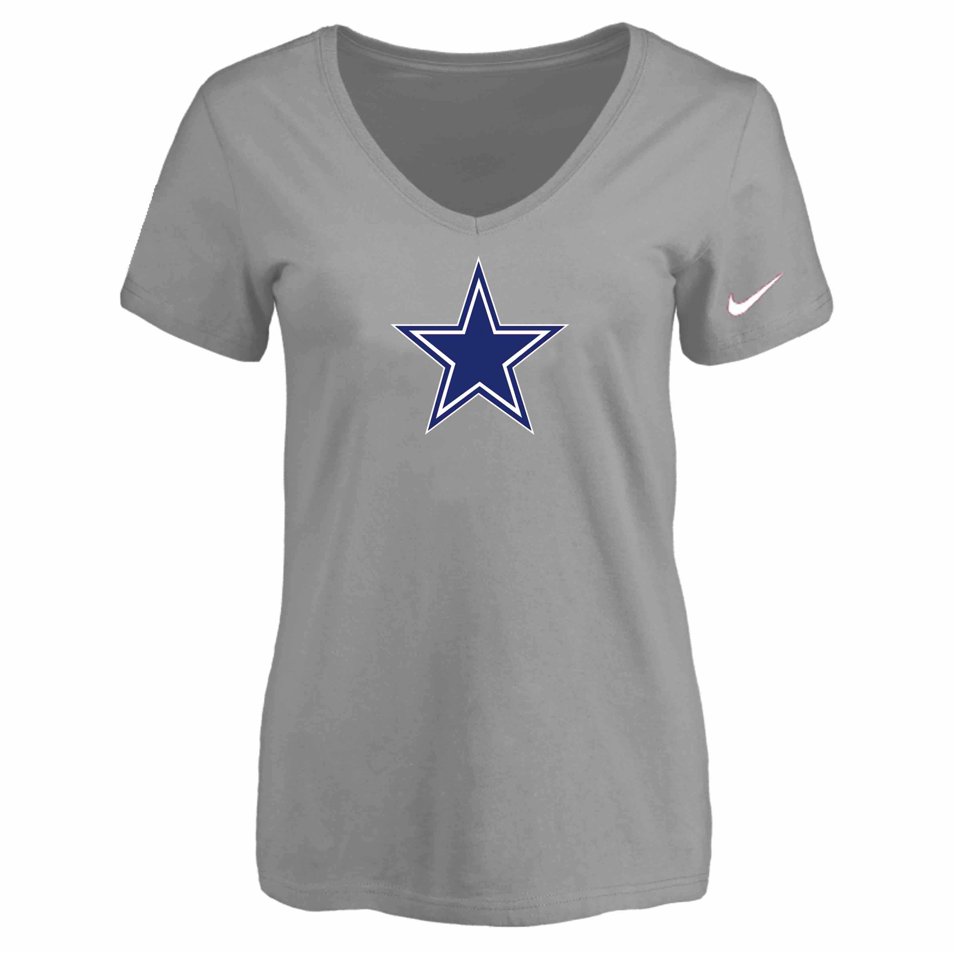 Dallas Cowboys L.Grey Womens Logo V-neck T-Shirt