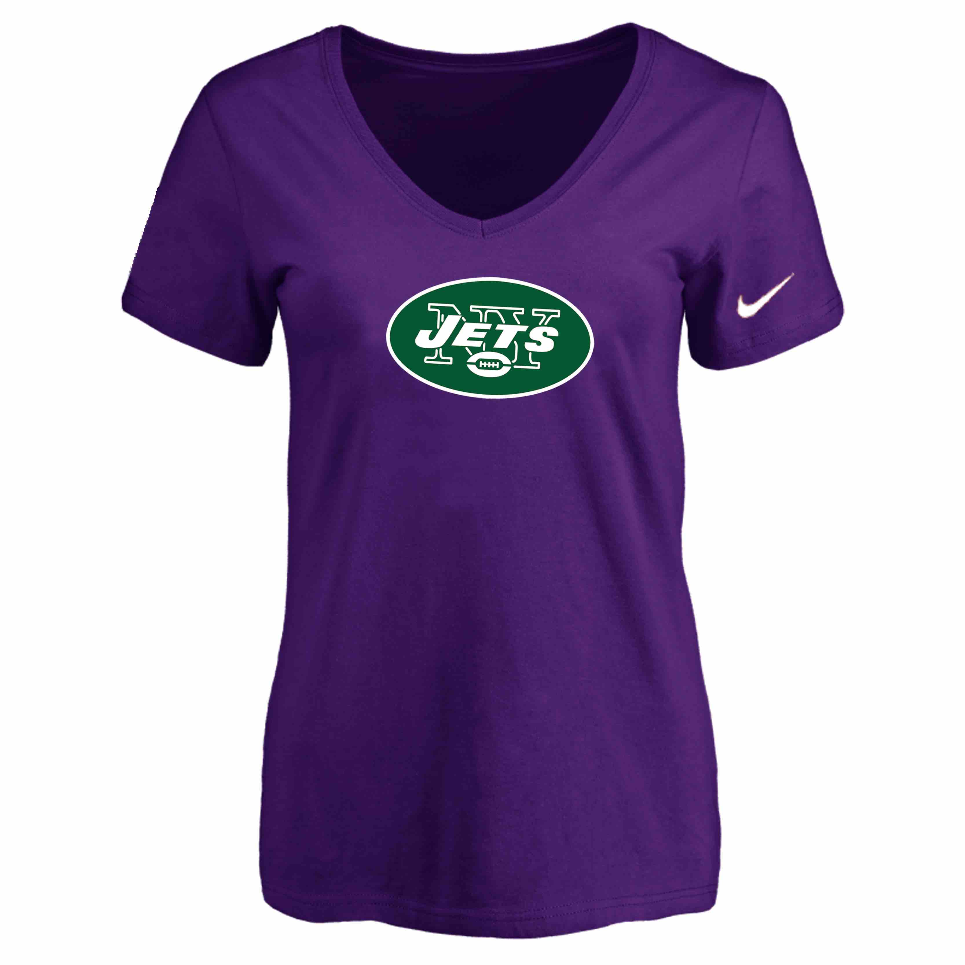 New York Jets Purple Womens Logo V-neck T-Shirt