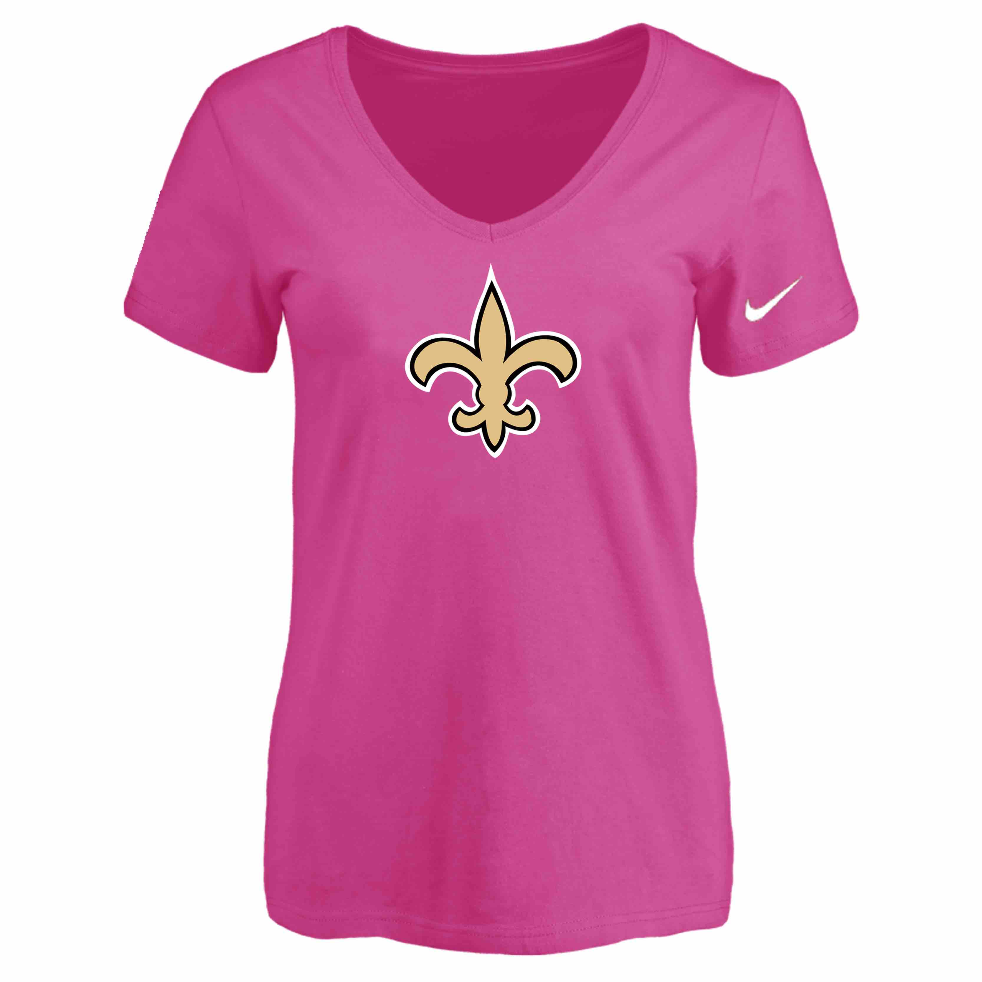 New Orleans Saints Peach Womens Logo V-neck T-Shirt
