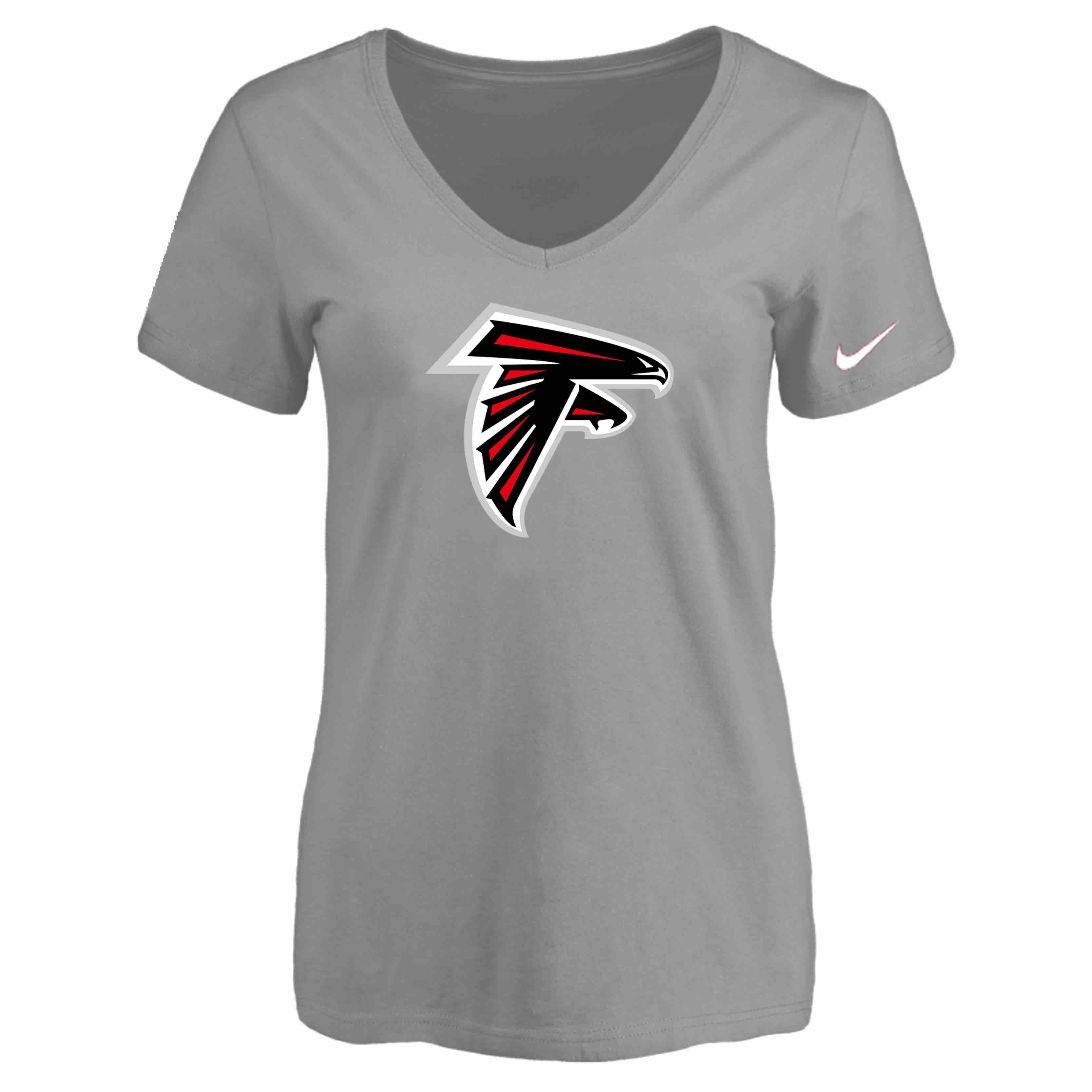 Atlanta Falcons L.Grey Womens Logo V-neck T-Shirt