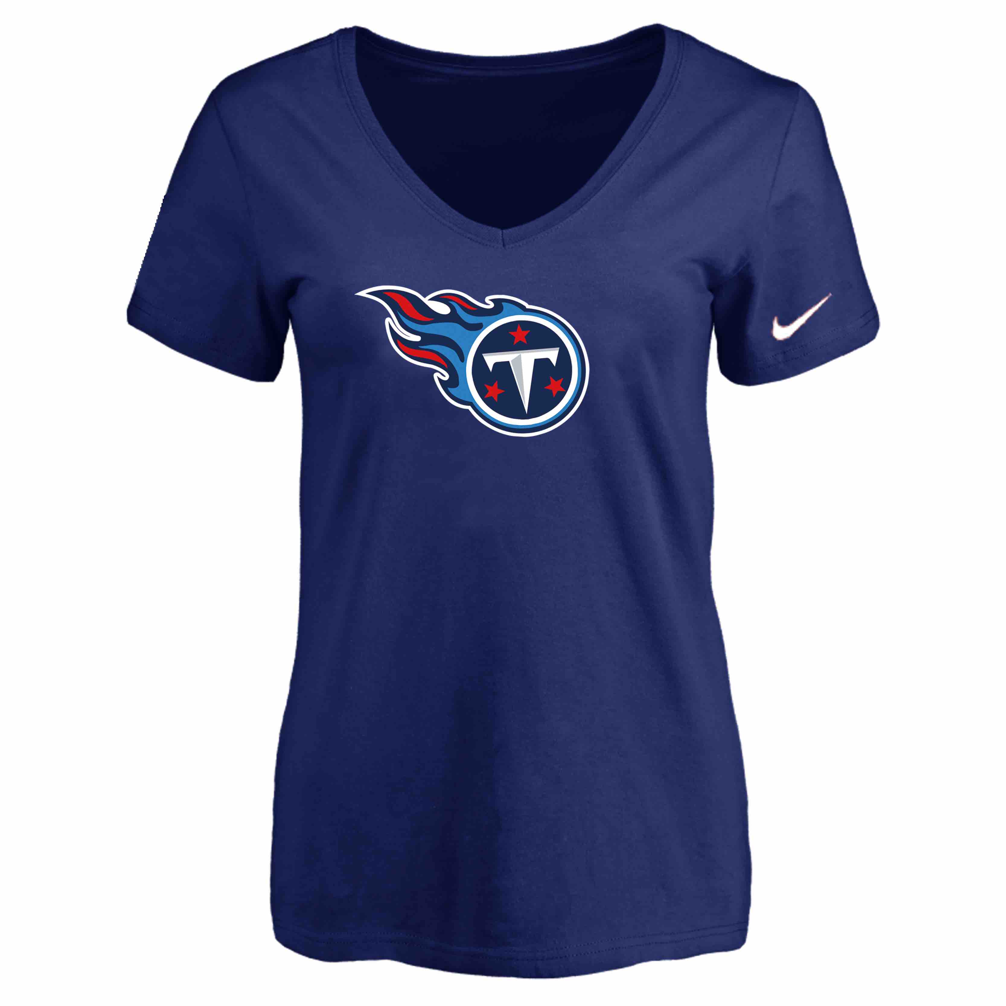Tennessee Titans D.Blue Womens Logo V-neck T-Shirt