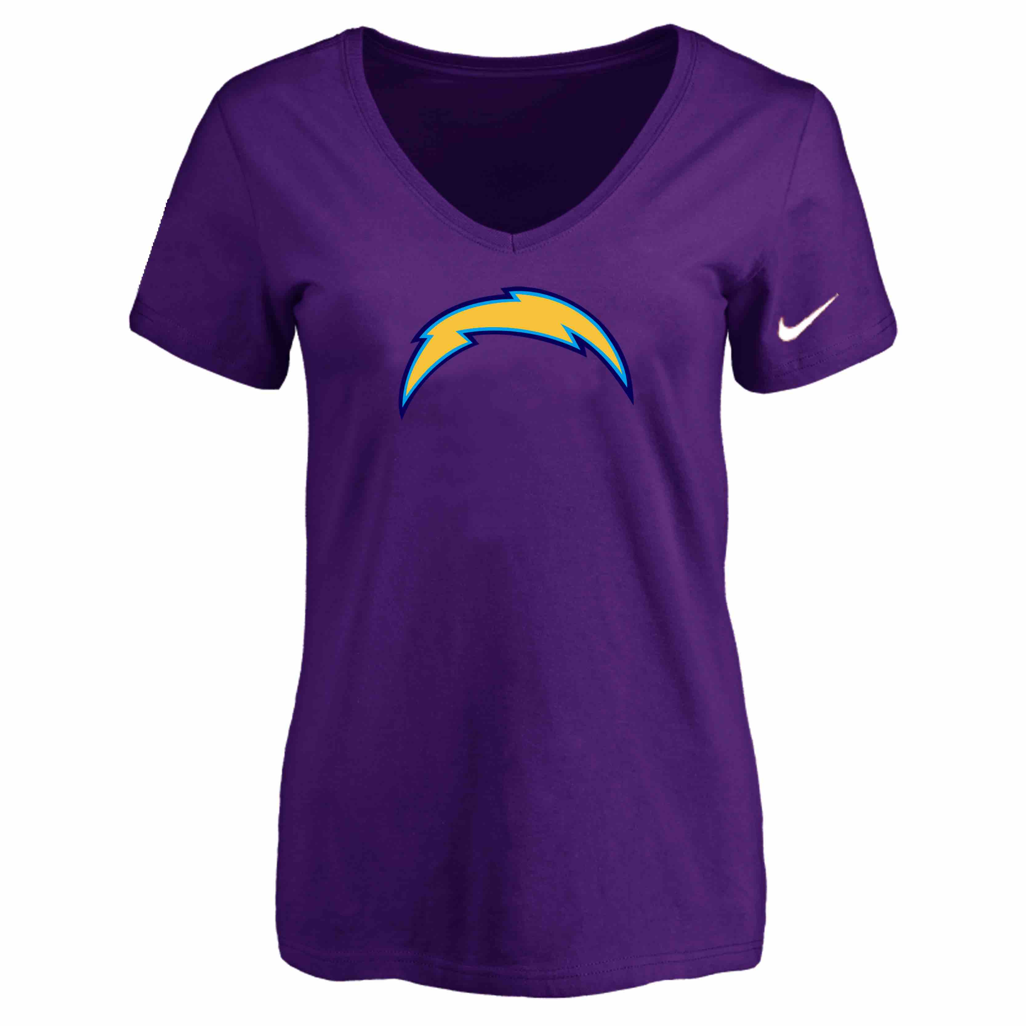 San Diego Chargers Purple Womens Logo V-neck T-Shirt