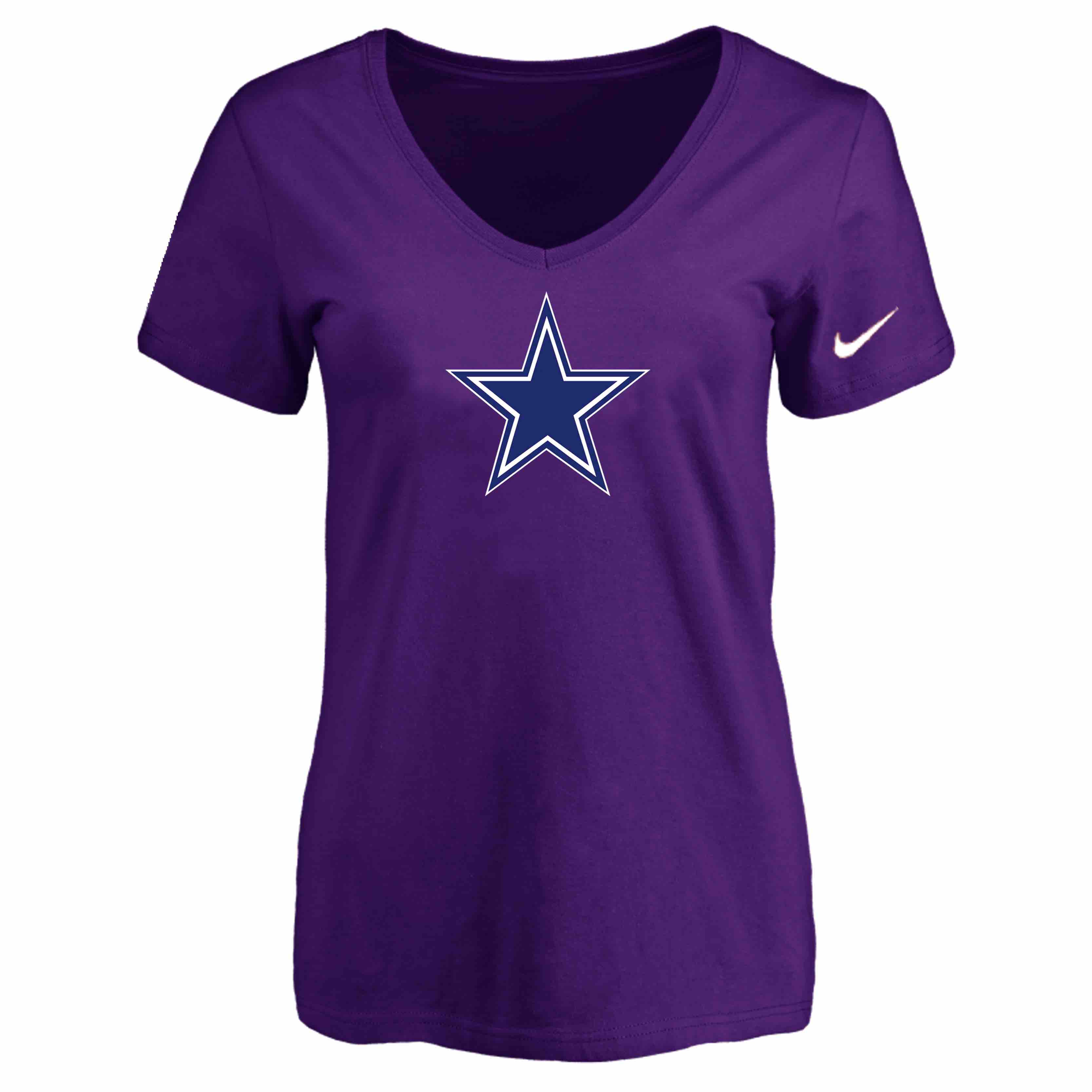 Dallas Cowboys Purple Womens Logo V-neck T-Shirt