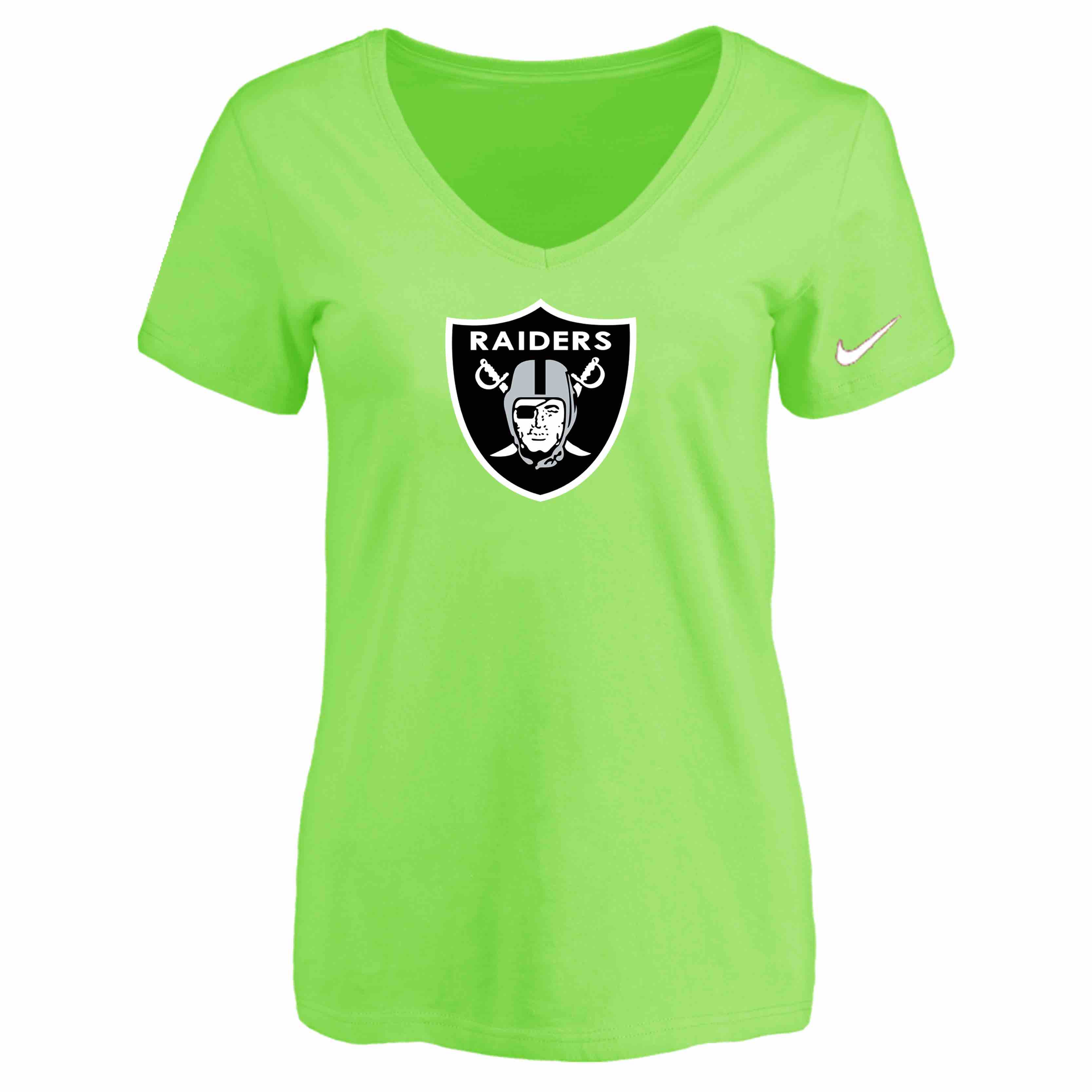 Oakland Raiders L.Green Womens Logo V-neck T-Shirt