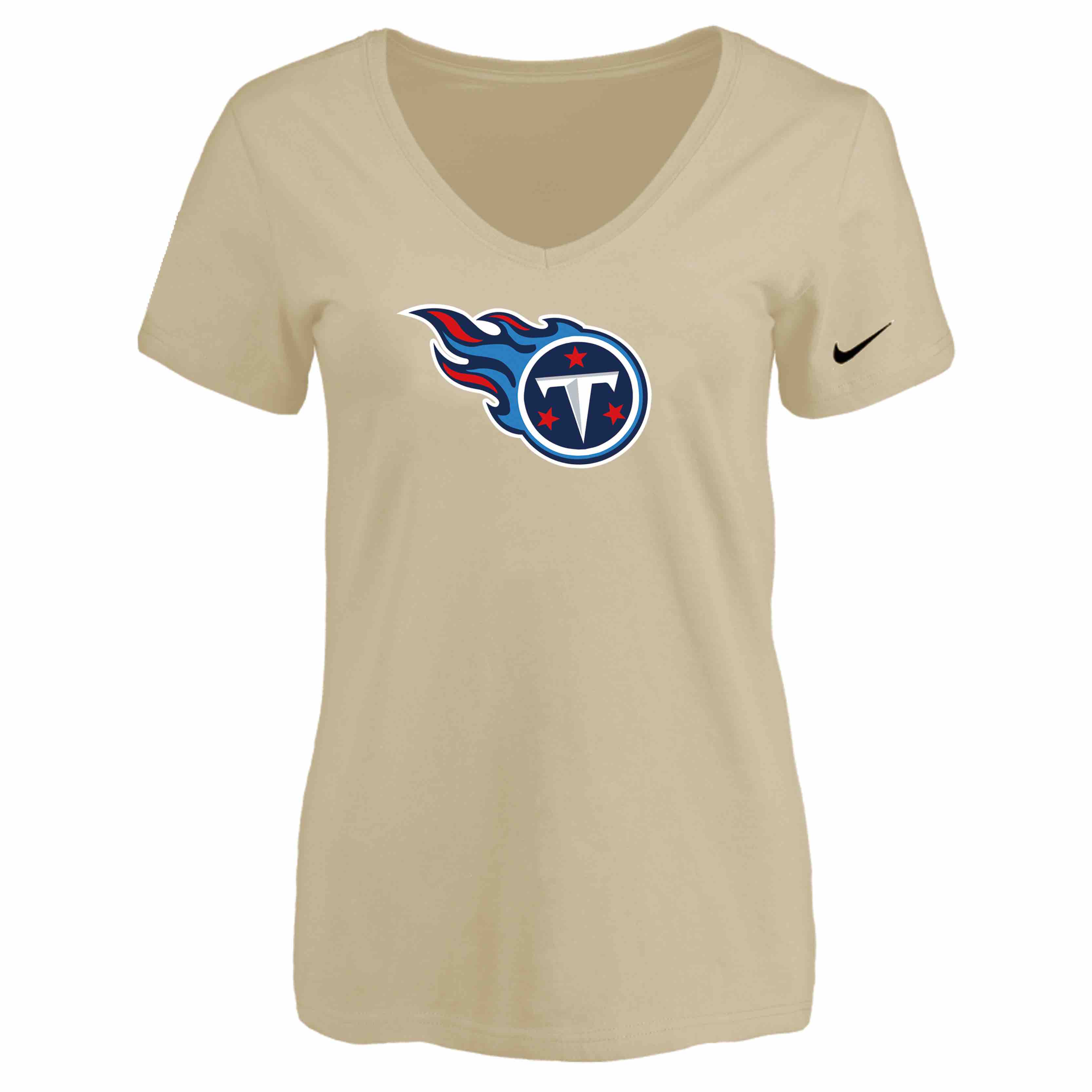 Tennessee Titans Beige Womens Logo V-neck T-Shirt