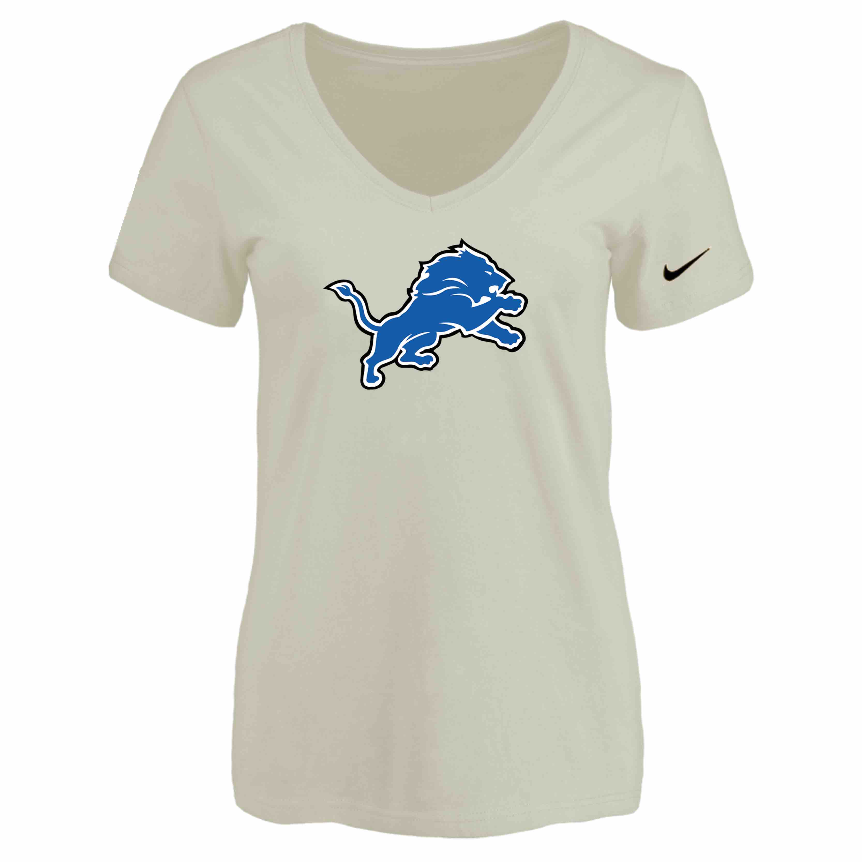 Detroit Lions Cream Womens Logo V-neck T-Shirt